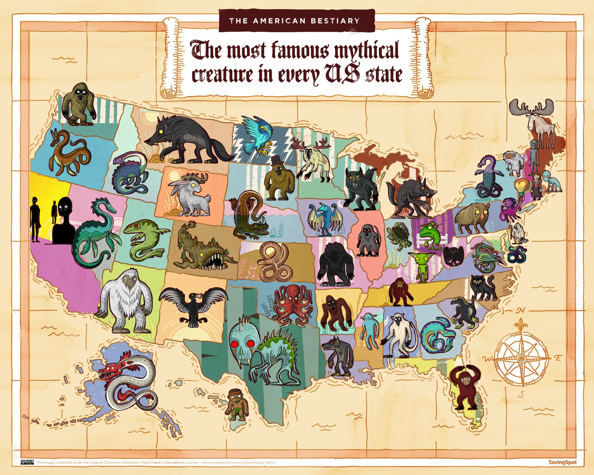 The American Bestiary: The Most Famous Mythical Creature of Every
