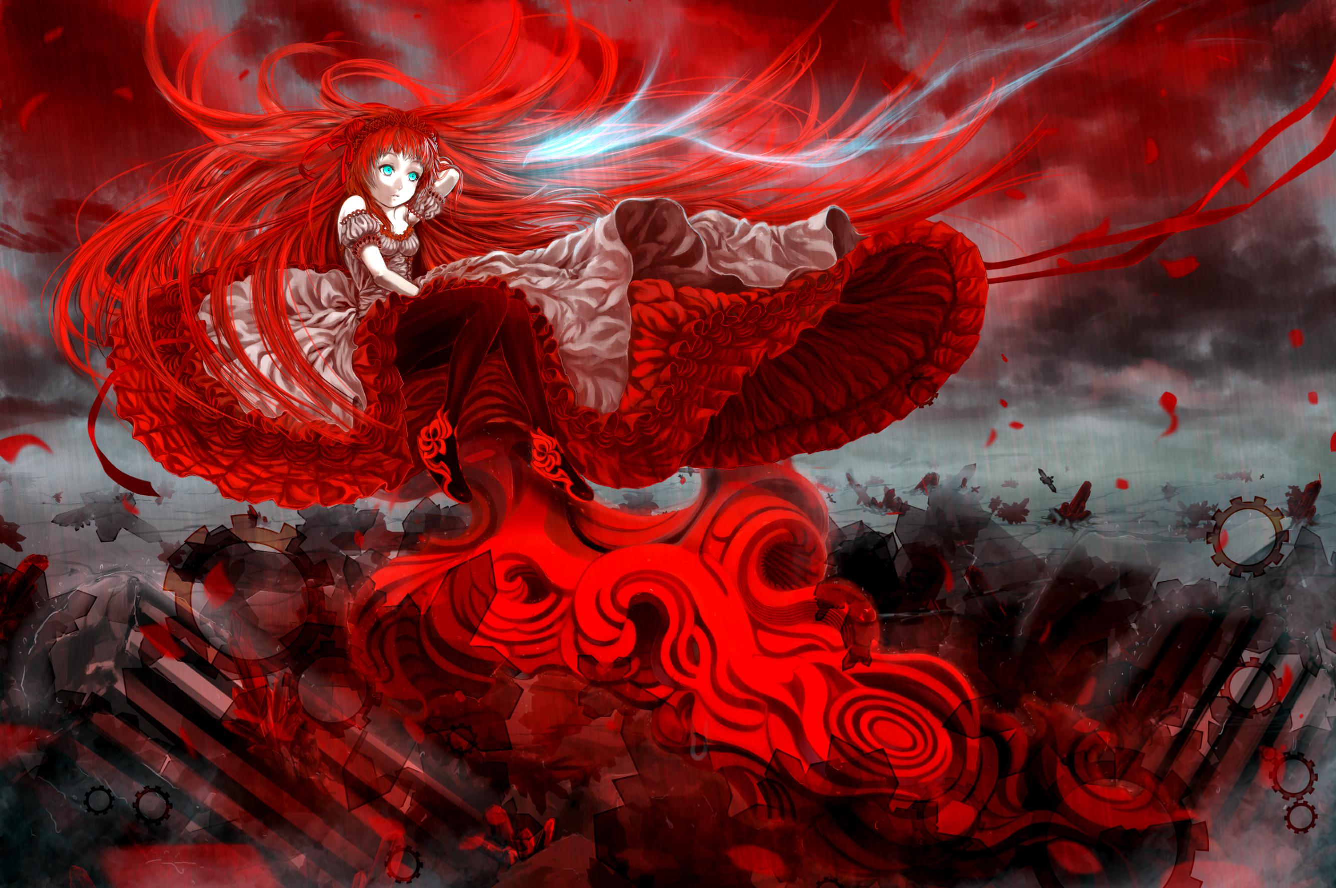 Download 2671x1777 Anime Girl, Dress, Loli, Red Theme Wallpaper