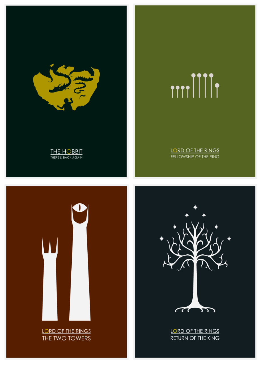 The Hobbit, Lord of the Rings Minimalist Posters