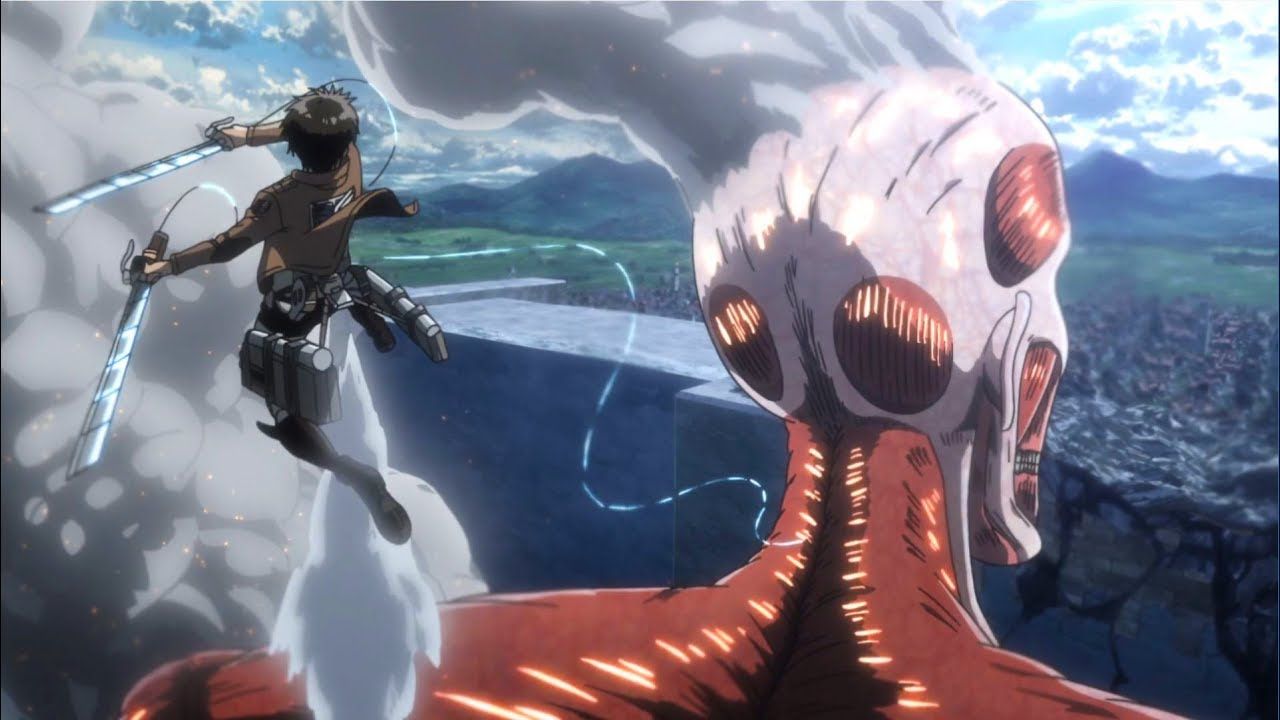 Eren & Armin VS Bertholdt The Colossal Titan no Kyojin