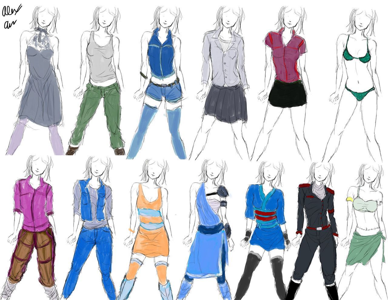 anime clothing. clothing designs practice 1