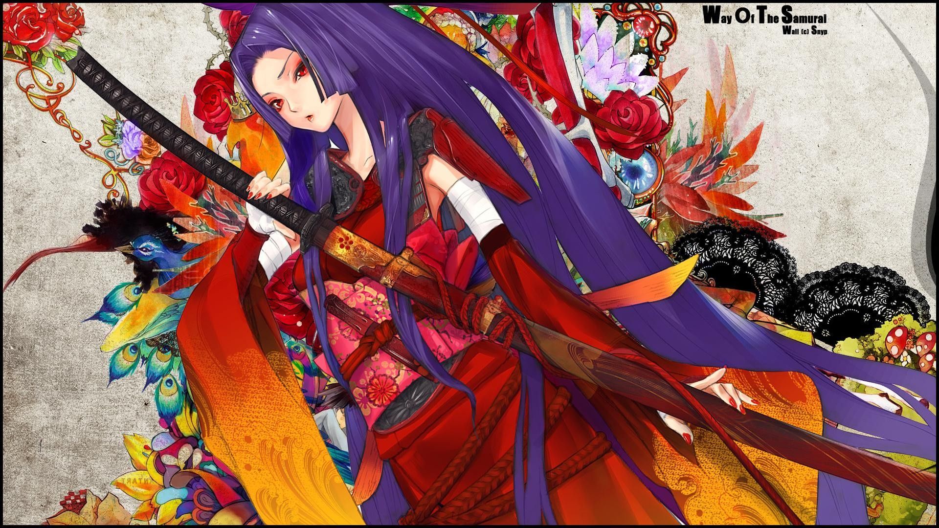 colorful, #long hair, #anime, #traditional clothing, #flowers