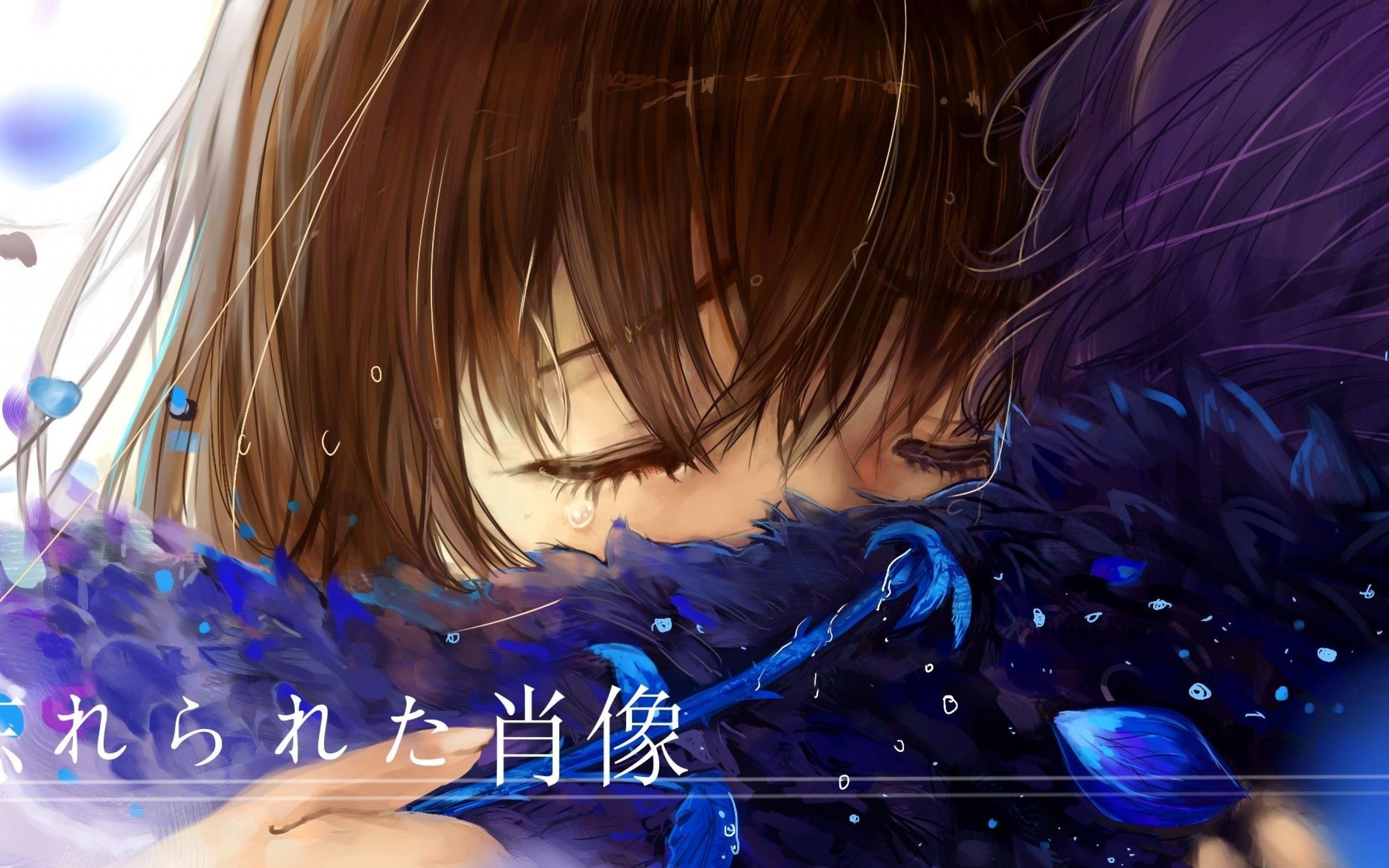Download 2880x1800 Anime Couple, Hug, Crying, Tears Wallpaper