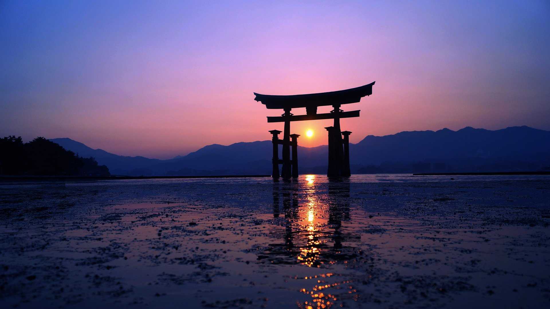 Japan Sunset Purple Evening 4K HD Wallpaper (1920x1080)