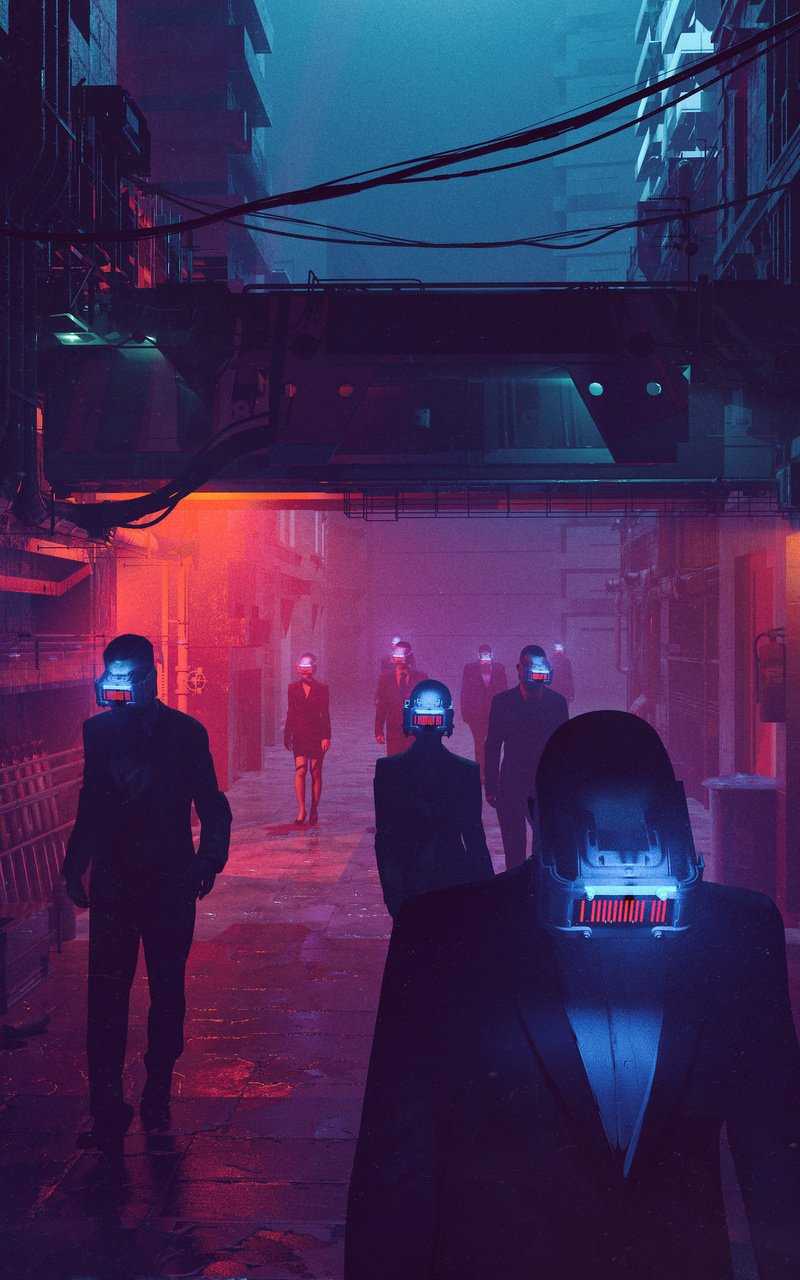 Virtual Reality People Street Scifi Cyberpunk HD Wallpaper (800x1280)
