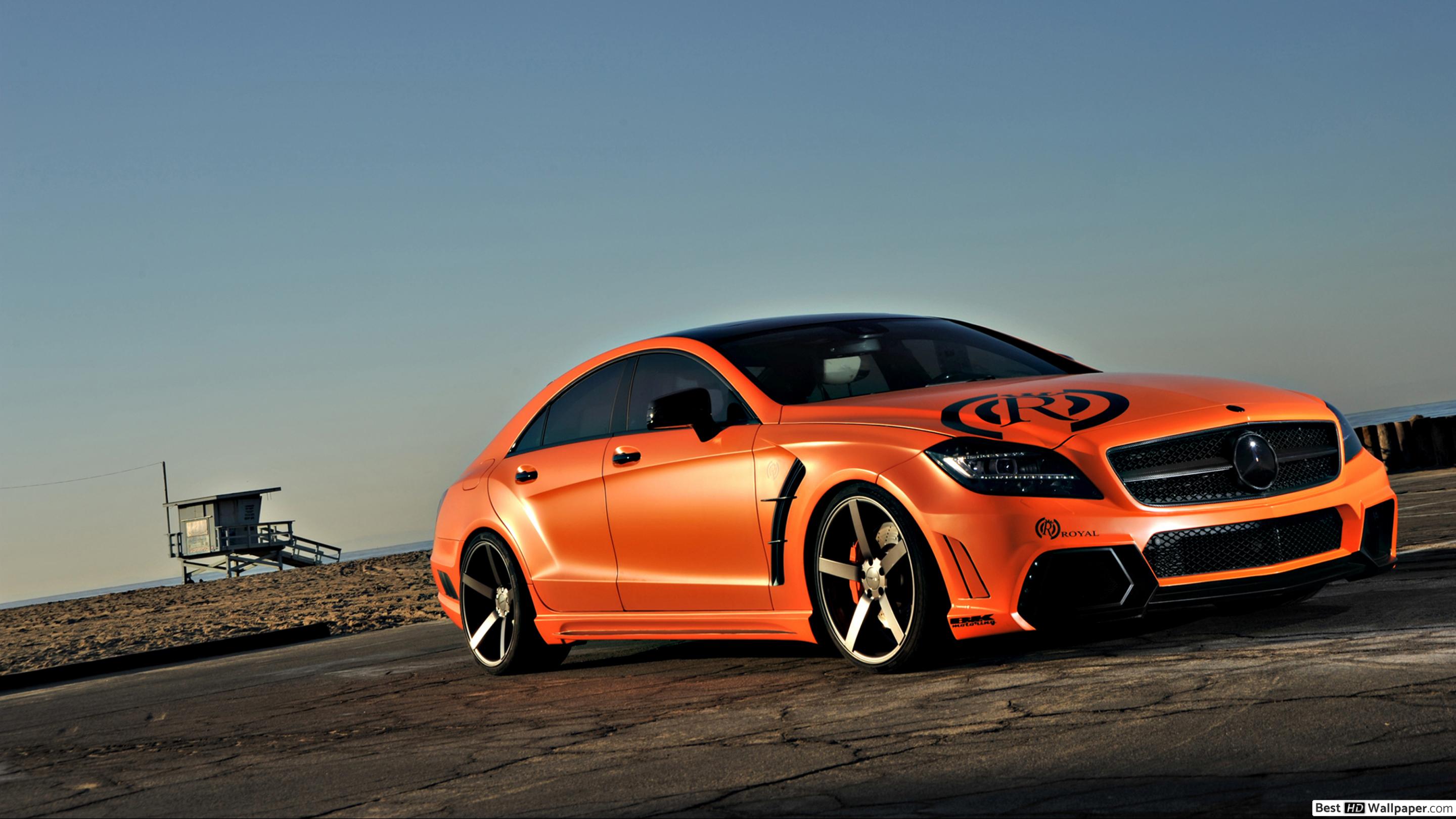 Modified Orange mercedes sport car HD wallpaper download