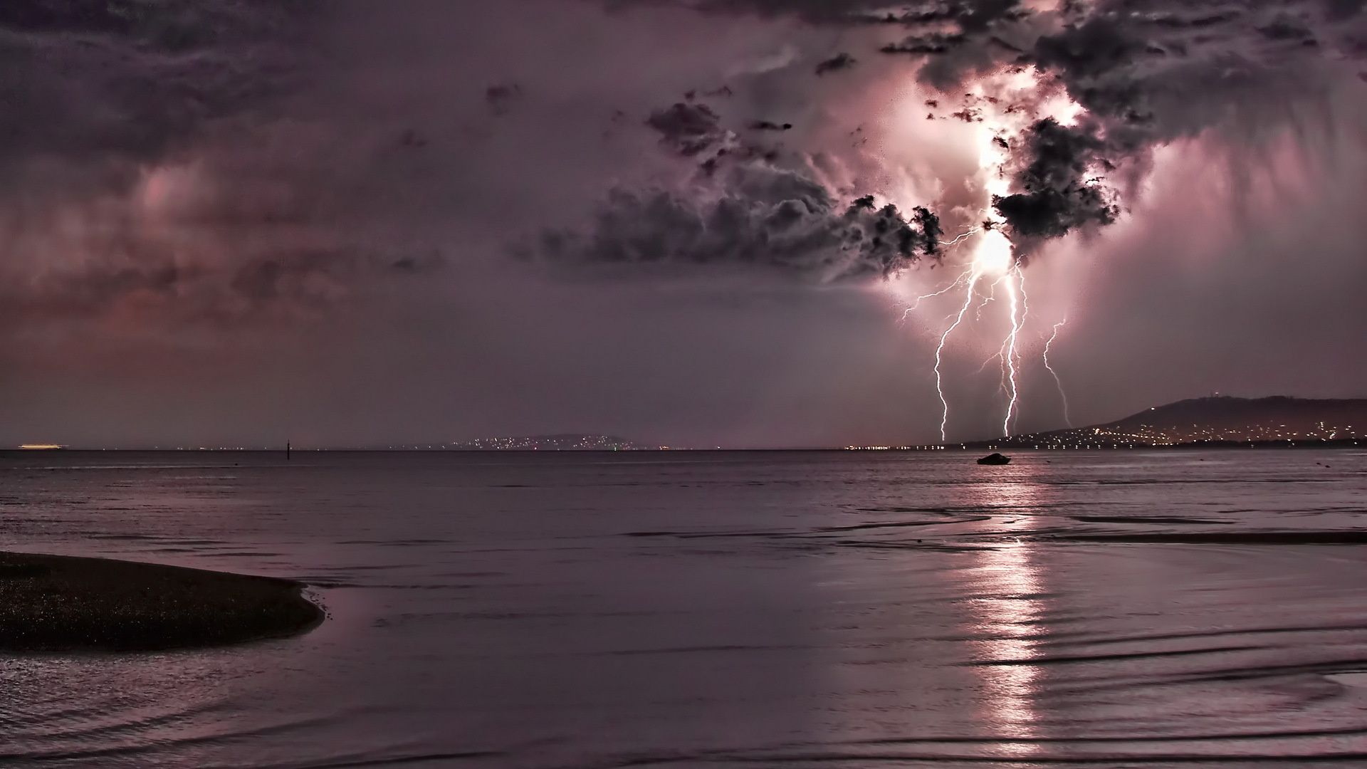 lightning, Storm, Rain, Clouds, Electric, Water, Reflection Wallpaper HD / Desktop and Mobile Background