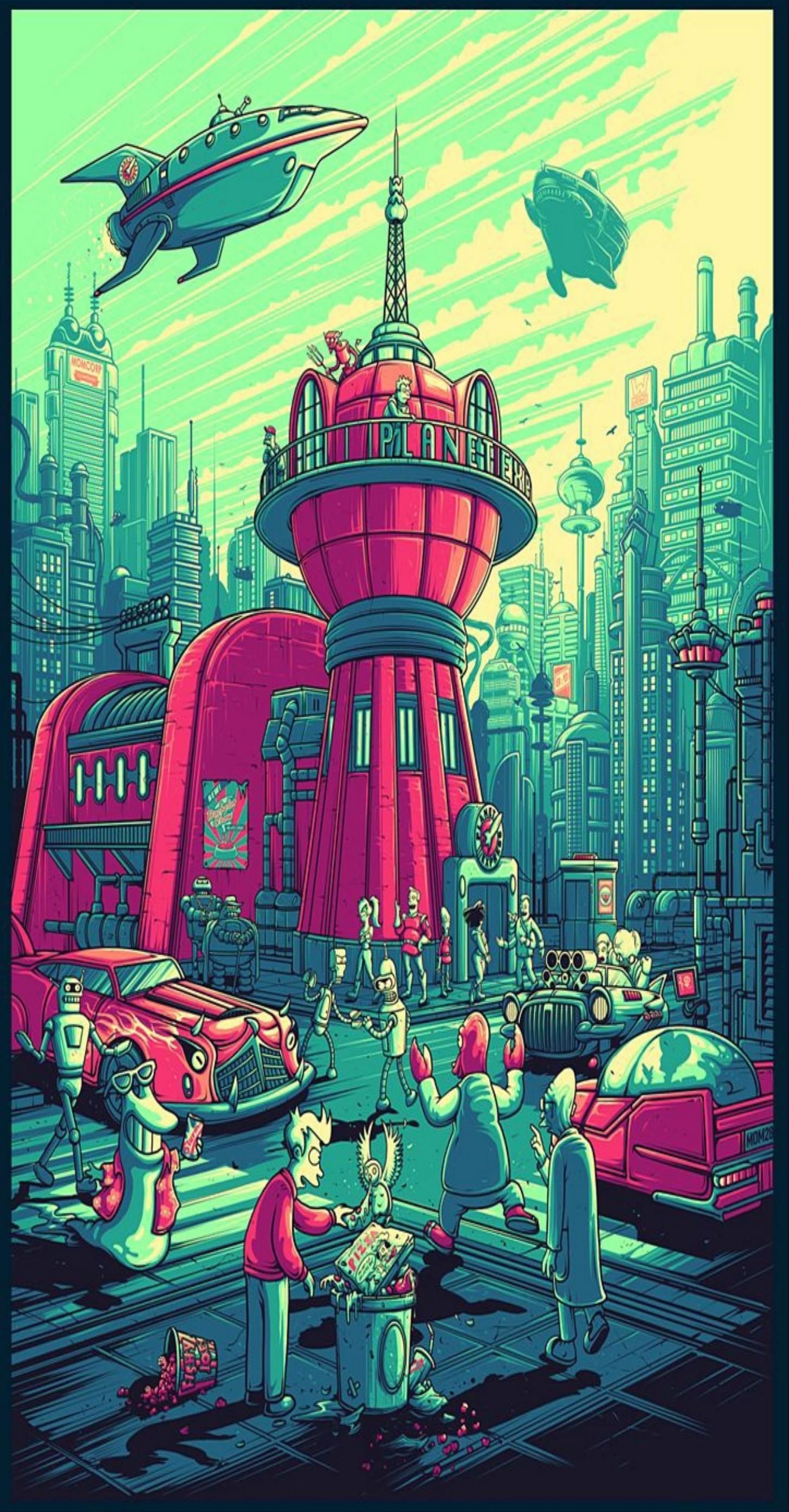 My new phone wallpaper. Futurama, Dan mumford, The simpsons