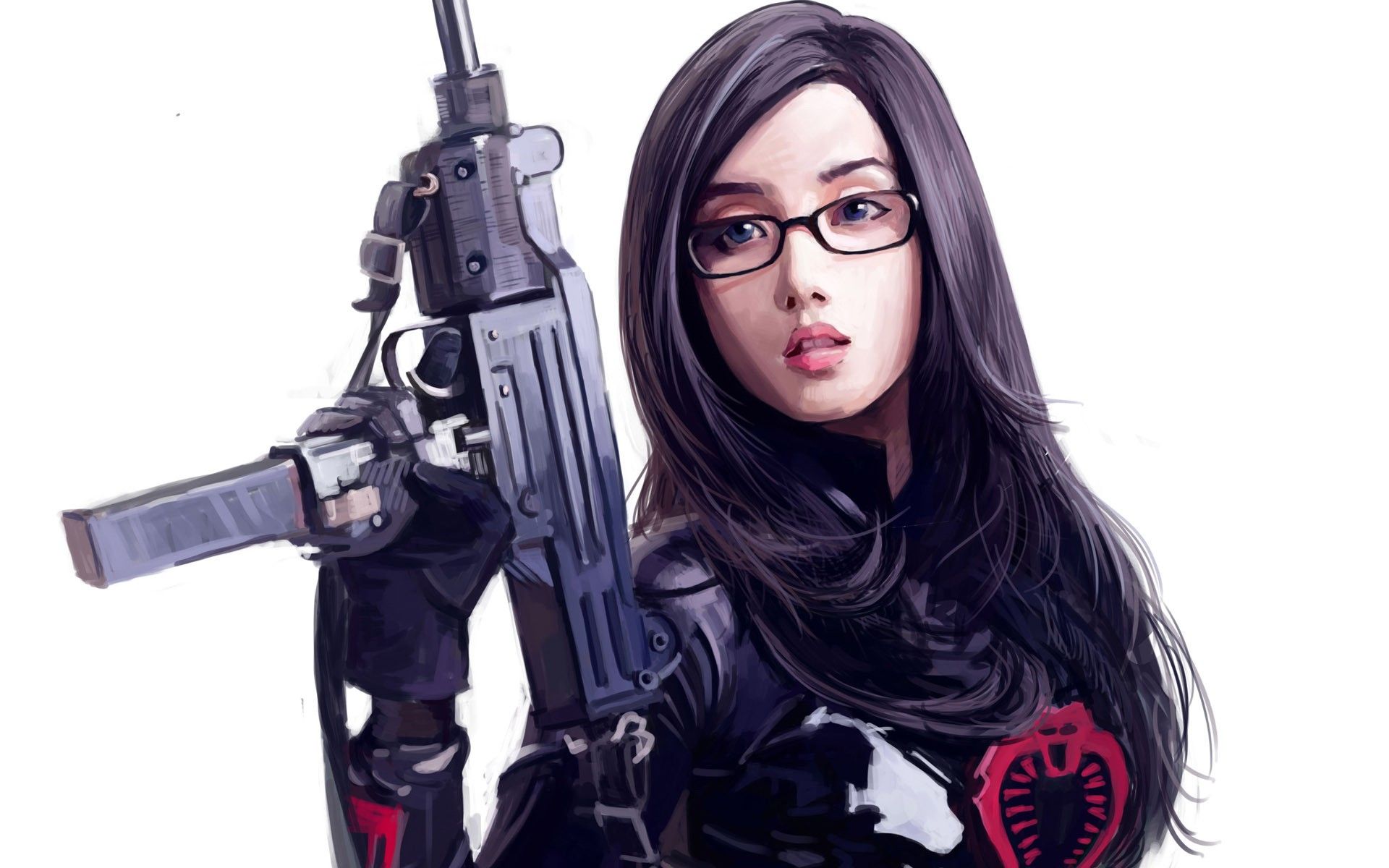 women, paintings, glasses, asians, girls with guns, Baroness, G.I
