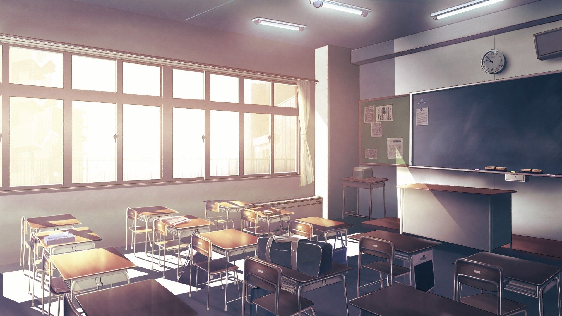 dismal-toad5: anime background high school classroom, night time