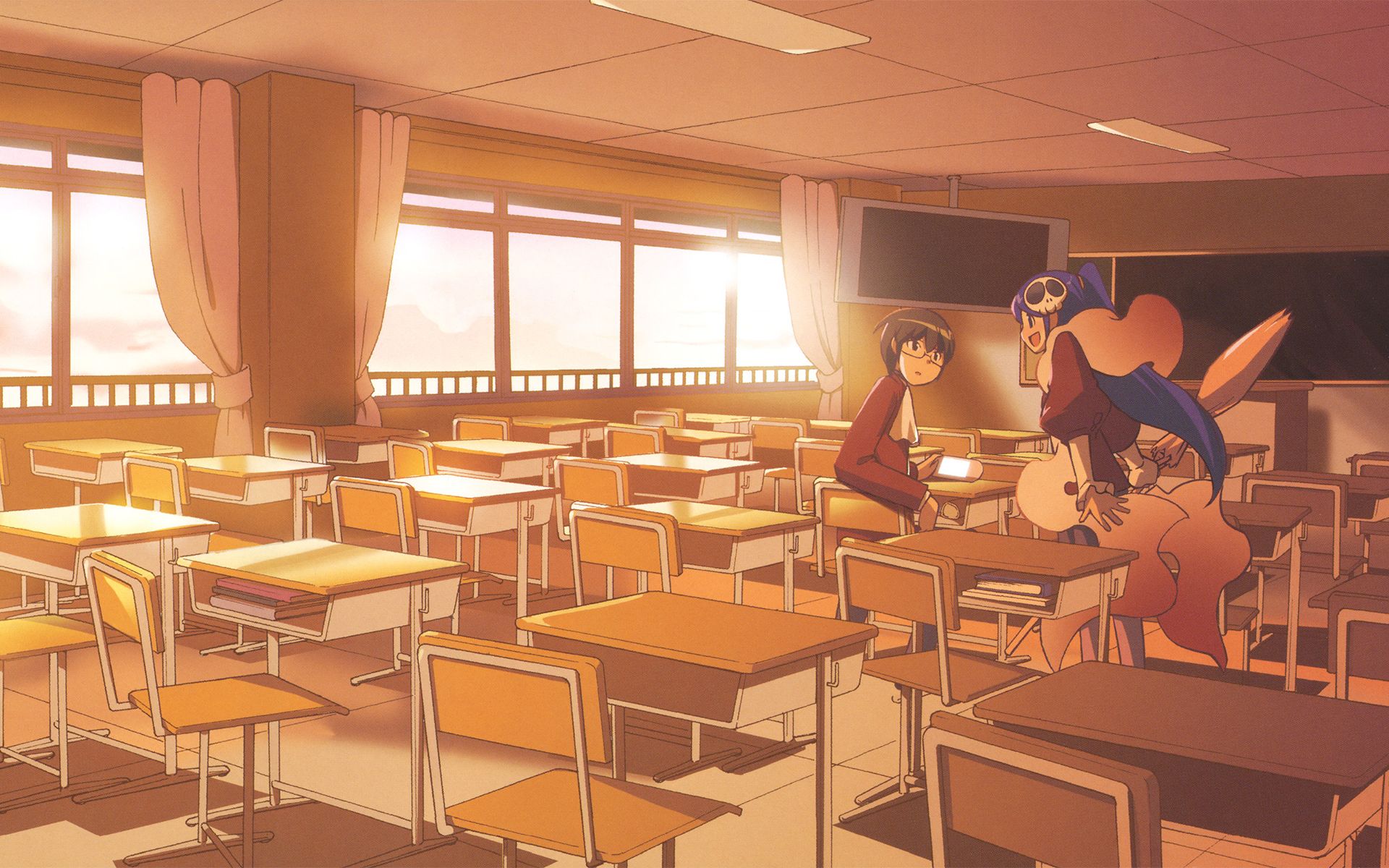 Download Empty Anime Classroom Wallpaper