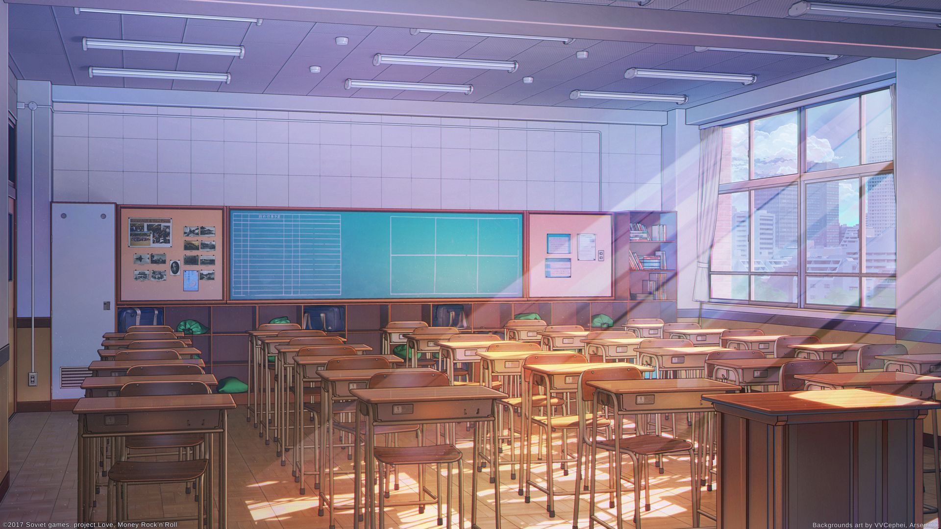 Download Empty Anime Classroom Wallpaper