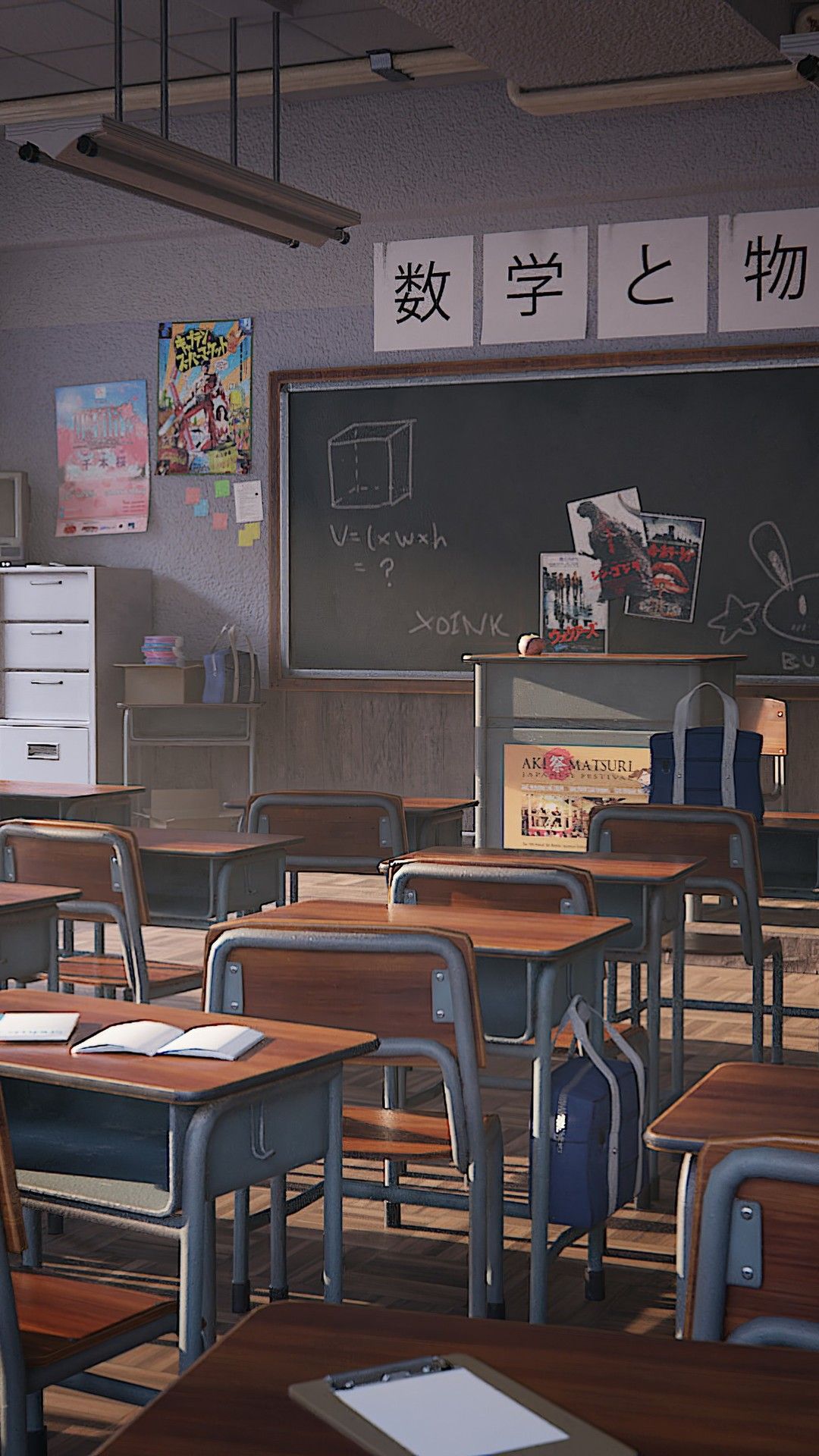 Classroom (Anime Background)  Anime background, Anime wallpaper iphone,  Anime backgrounds wallpapers