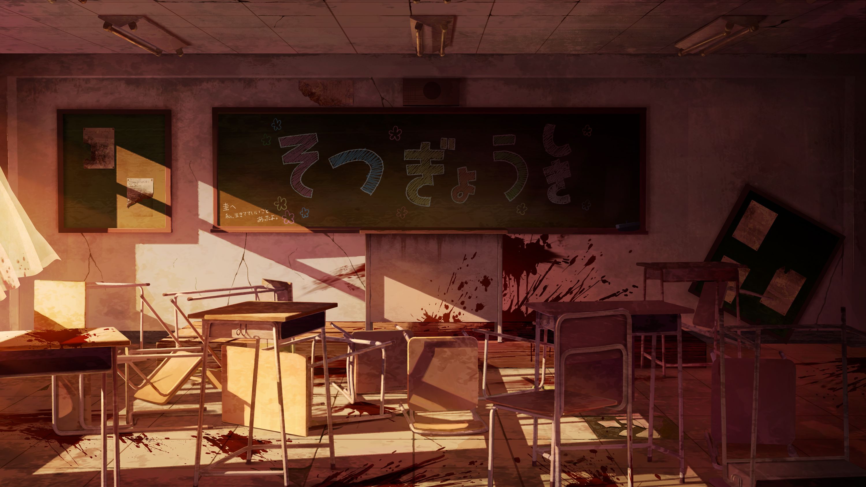Dark Anime Classroom Background