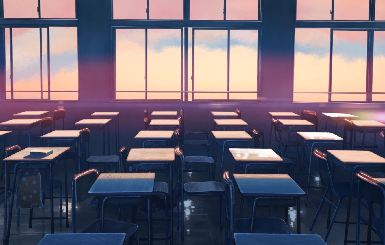 Download Empty Anime Classroom Wallpaper