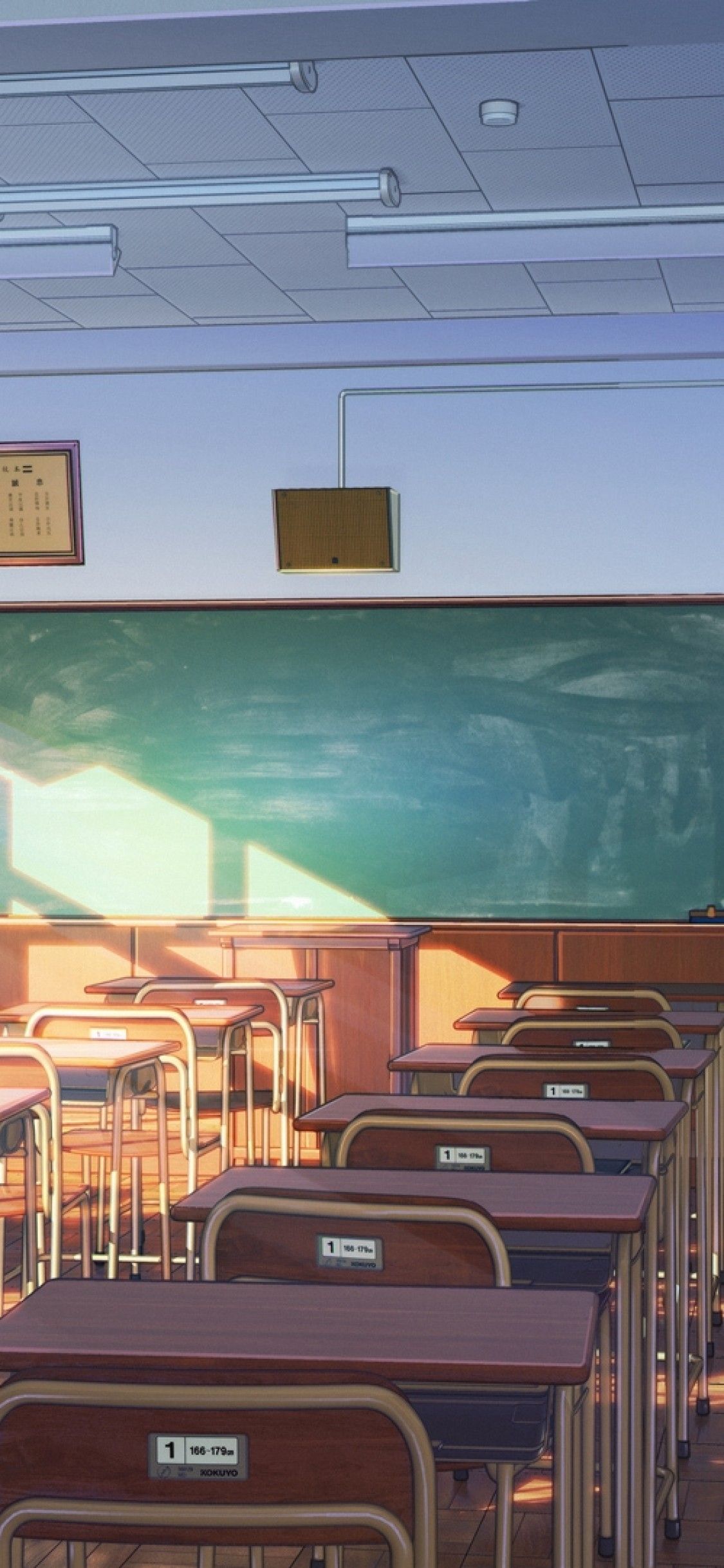 Download 1125x2436 Anime Scenic, Classroom, Sunshine, Building