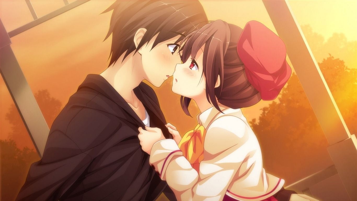 Girl Boy Couple Kiss Sunset 2016 Anime Design HD Wallpaper2016