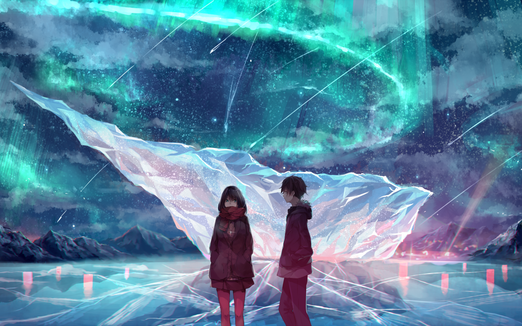 Free download Download 1920x1080 Anime Couple Ice Field Scarf