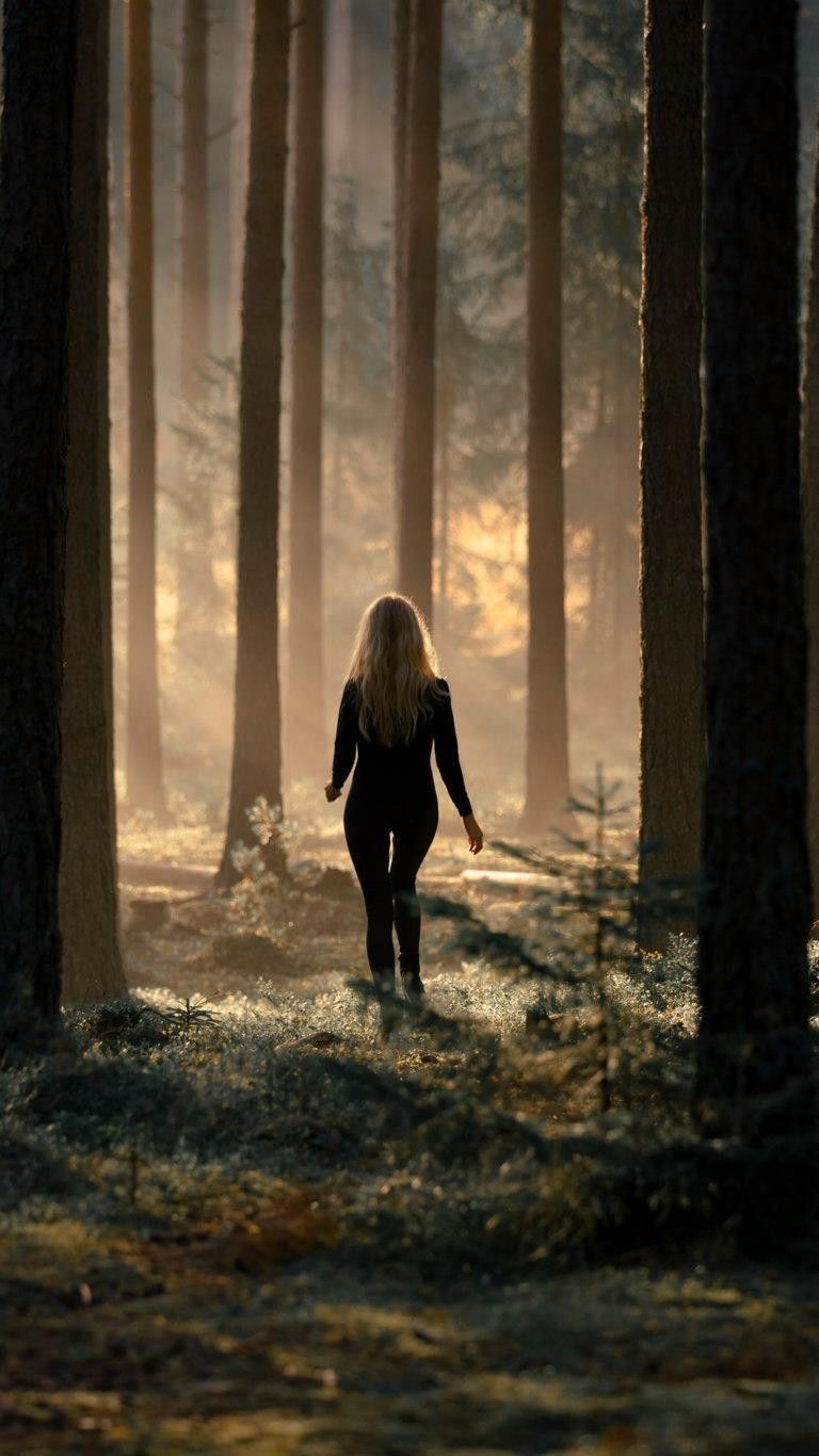 Alone Girl in Forest Wallpaper Android Wallpaper