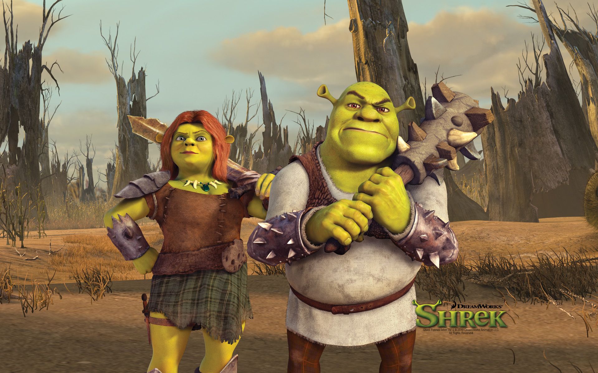 High resolution desktop wallpaper of Shrek, photo of Fiona, a