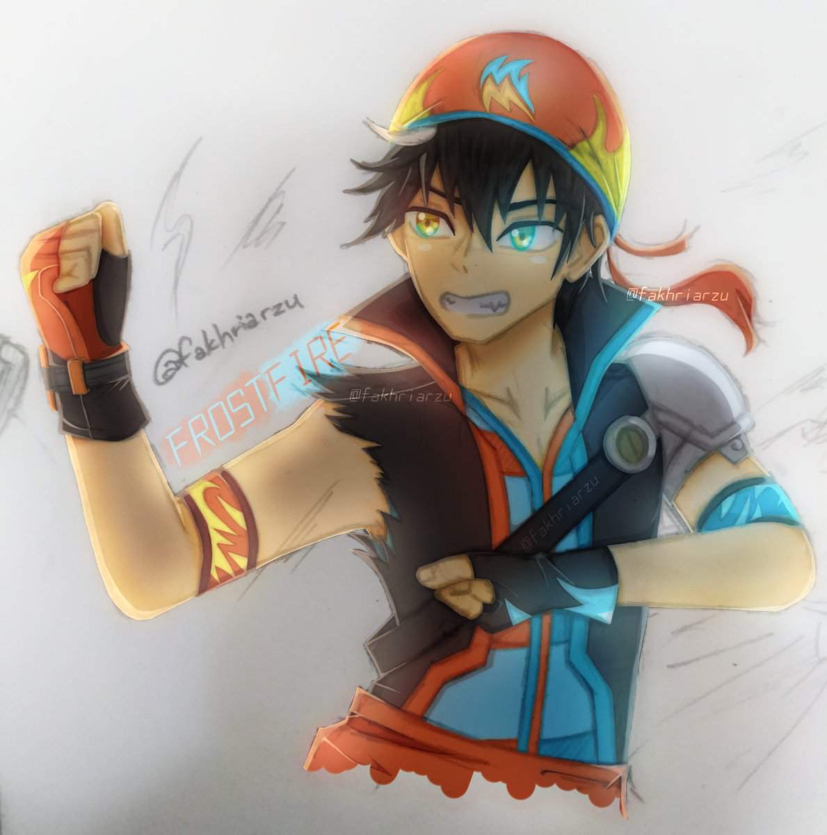 Boboiboy FrostFire but in his Pirate Disguise Uniform