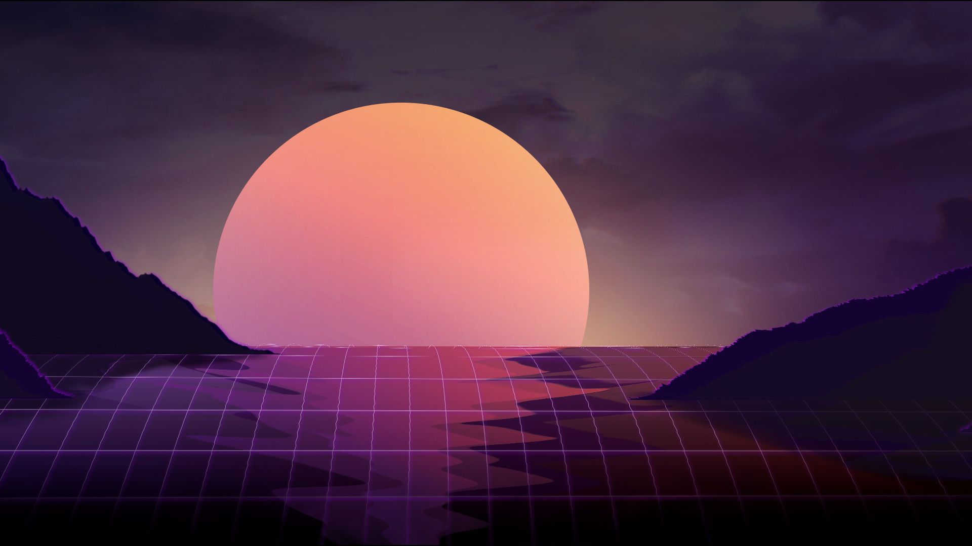Free download 1920x1080 Vapor Wave Sunset 1080P Laptop Full HD