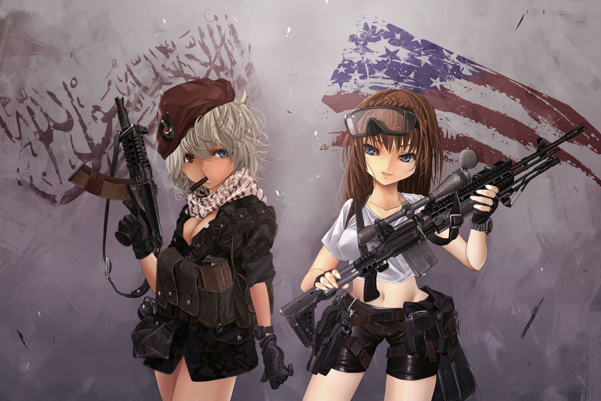 Anime Girl With Gun Wallpaperx1280