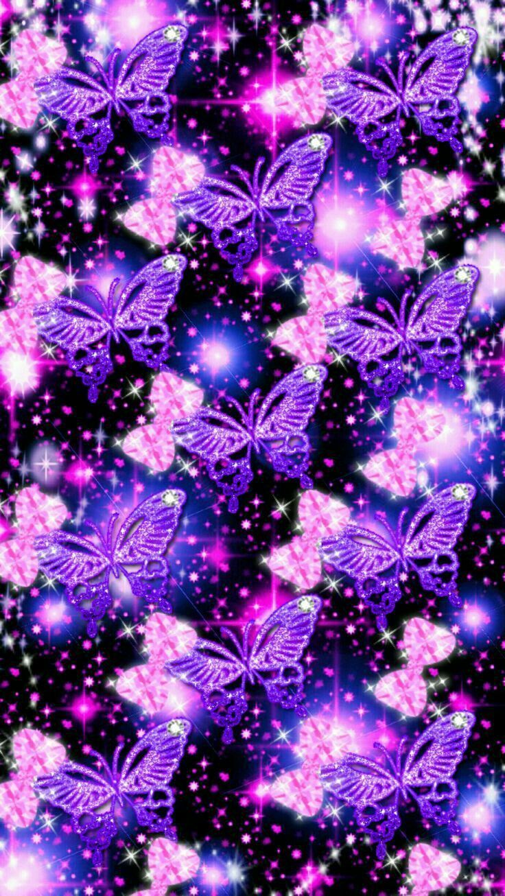 Aesthetic Sparkles Purple Butterflies Wallpapers ...