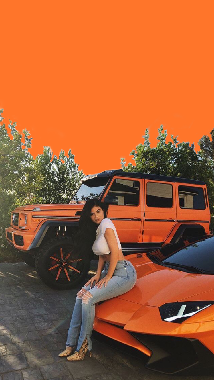 Kylie Jenner And Orange Cars Wallpaper. Kylie jenner car, Kylie