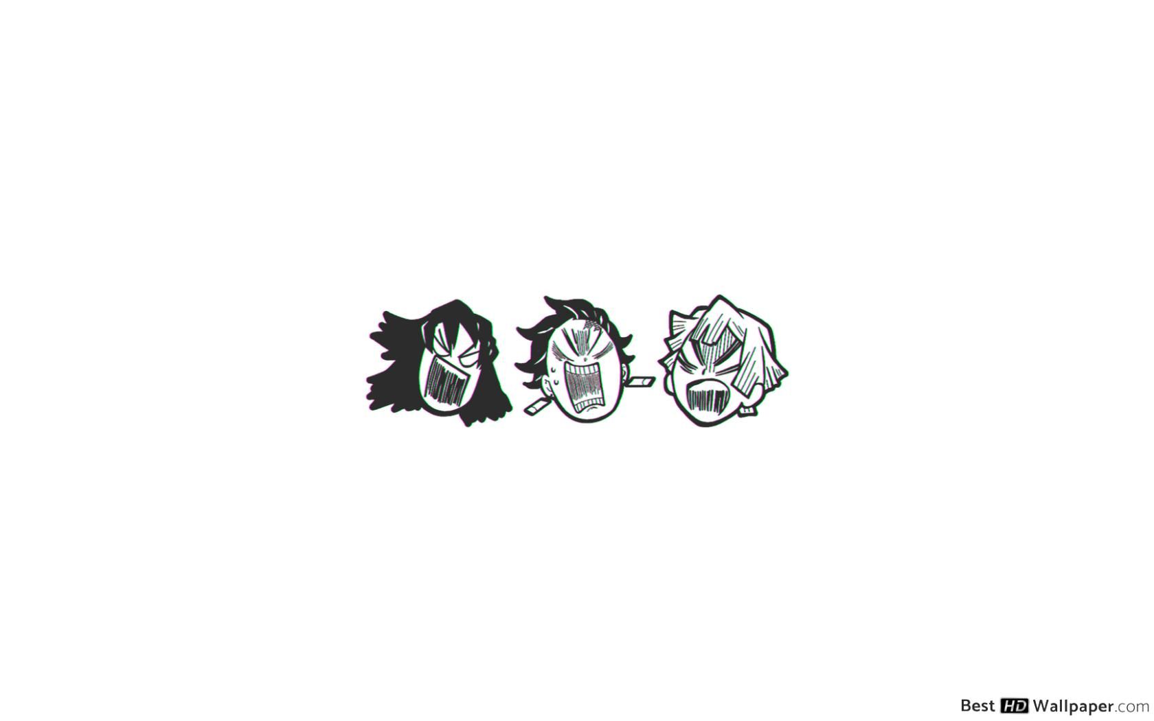 Demon Slayer: Tanjiro, Zinetsu and Inosuke minimalist HD wallpaper