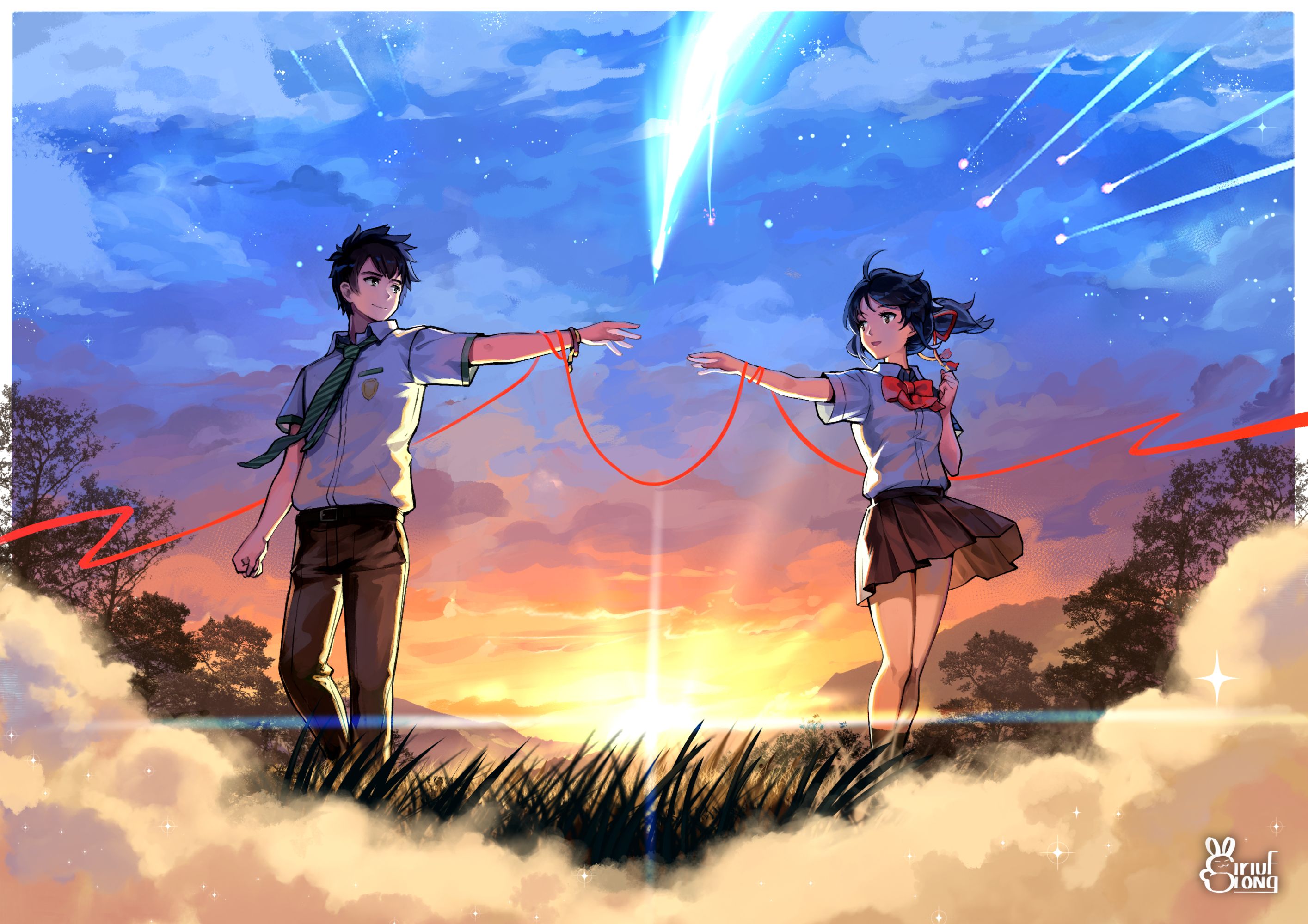 Mitsuha Miyamizu and Taki Tachibana Wallpaper, HD Anime 4K
