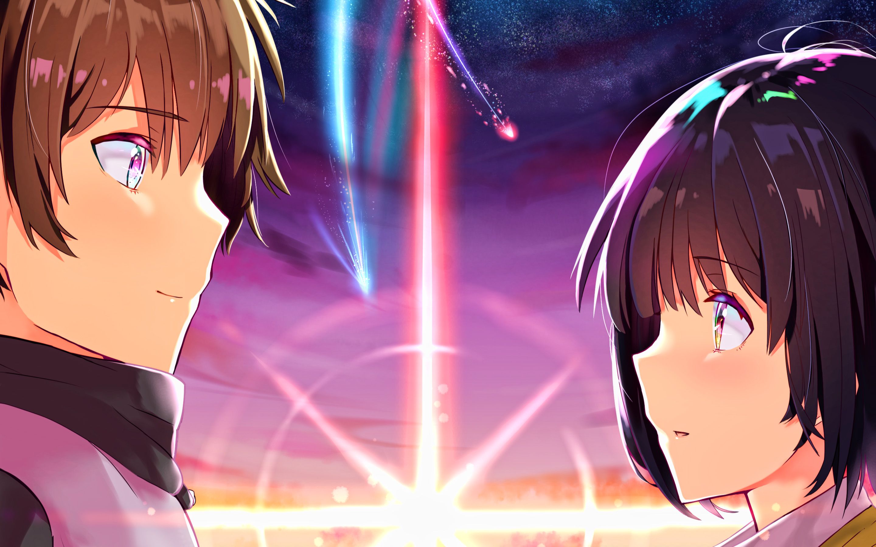 Download wallpaper Taki Tachibana, Mitsuha Miyamizu, protagonists