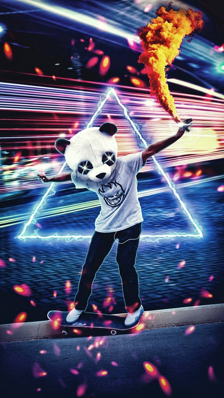 Panda Neon Skate wallpaper
