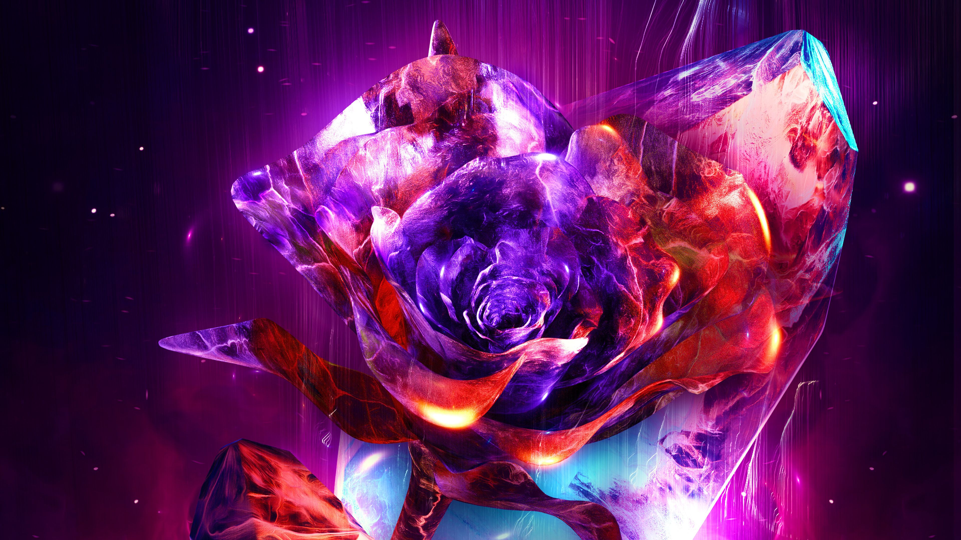 Rose with fire abstract Wallpaper 4k Ultra HD
