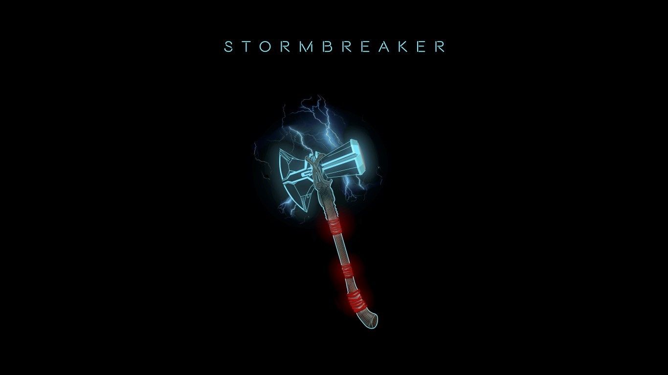Download 1366x768 Thor, Hammer, Stormbreaker, Minimalism