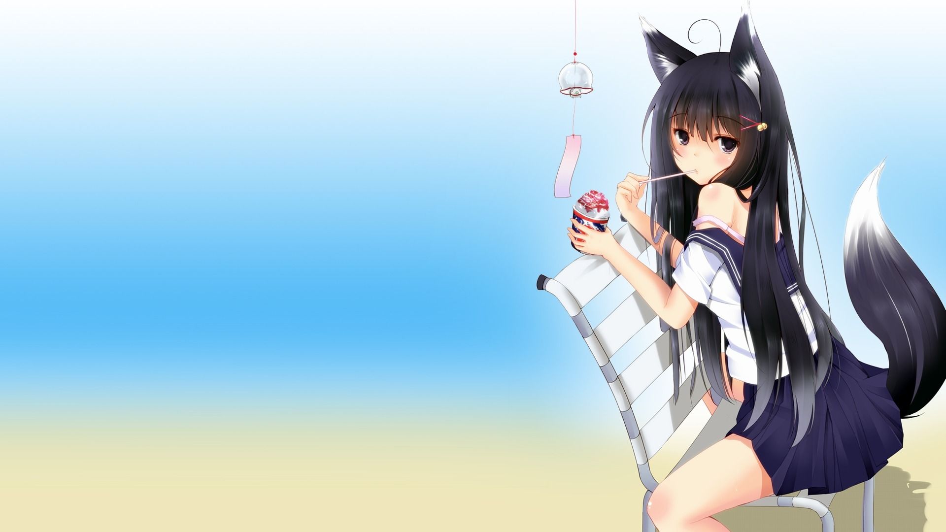 Best picture of anime girl neko, desktop wallpaper of ice cream