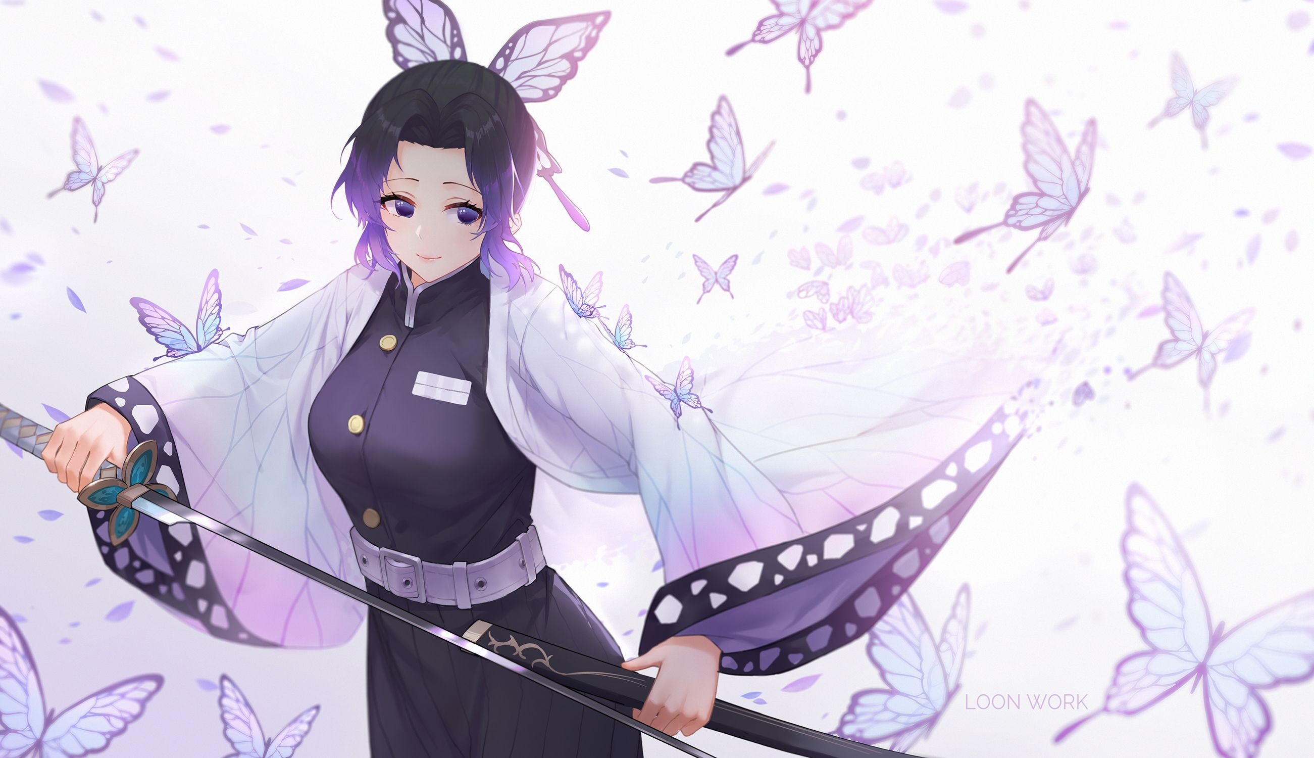 Download 2602x1500 Demon Slayer, Kochou Shinobu, Katana