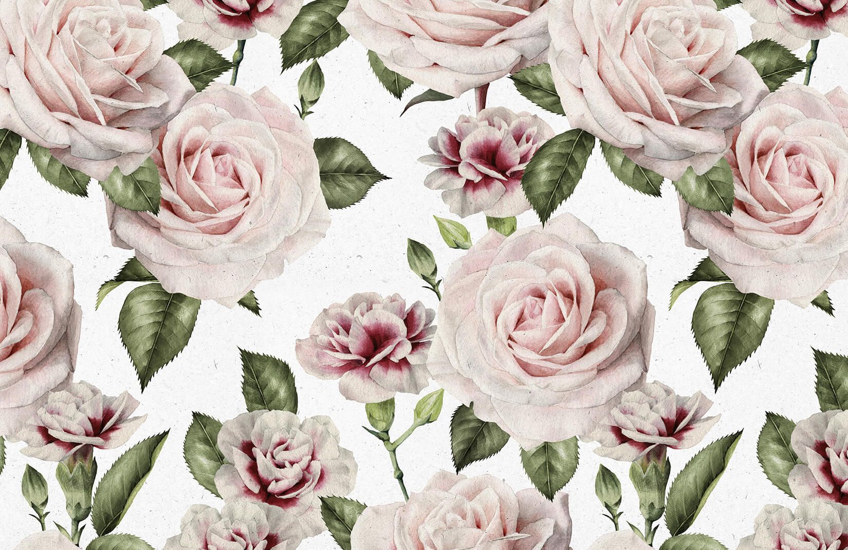 Vintage Roses and Carnation Wallpaper