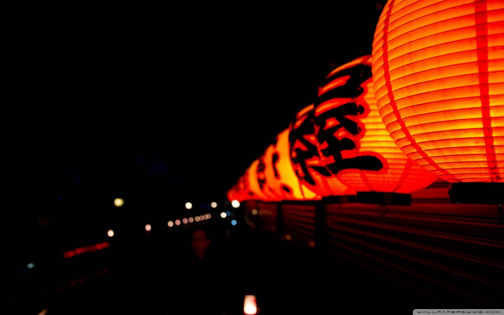 Japan Wallpaper => Night, Kanji, lintern. Japanese paper lanterns