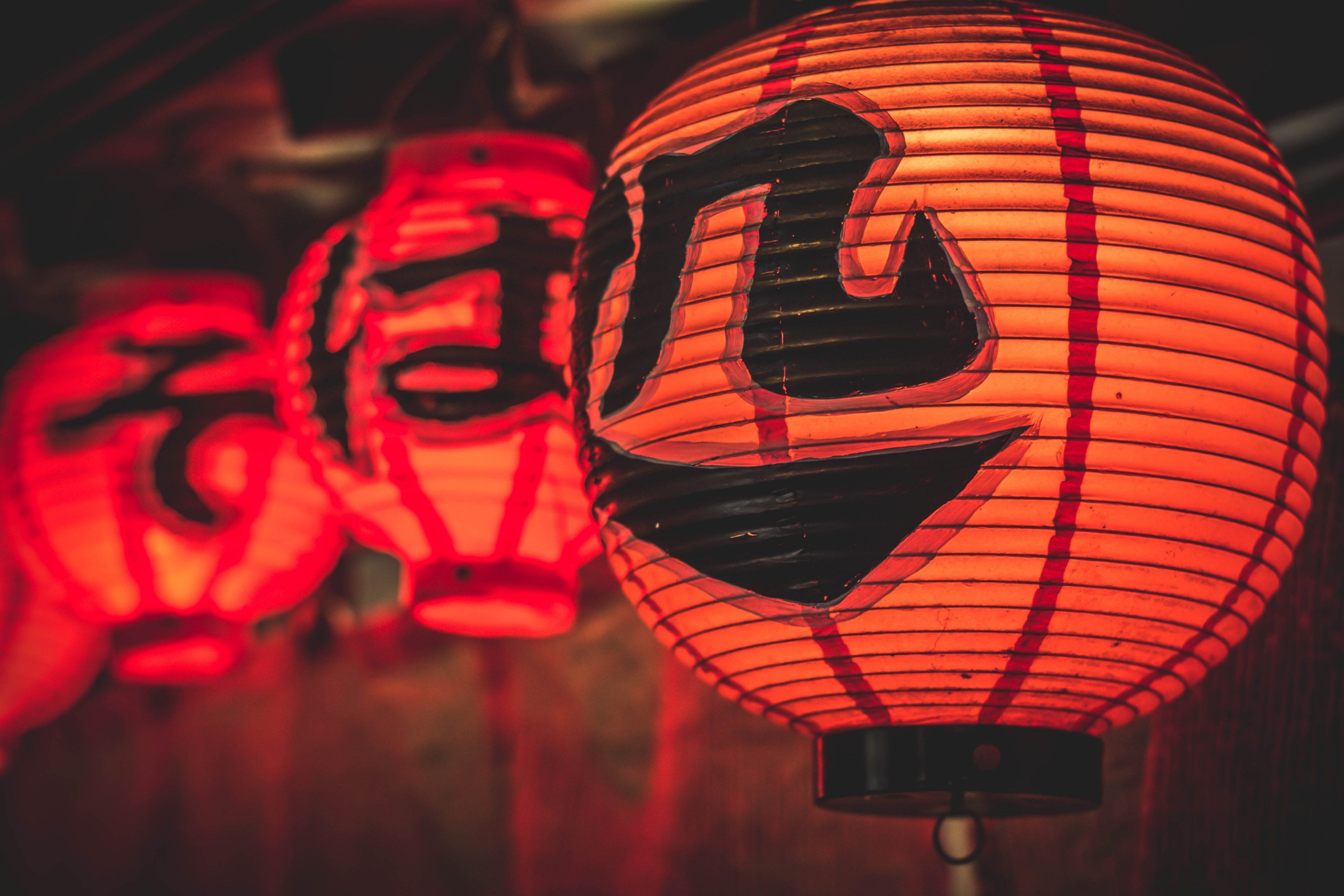 japanese red lanterns 4k wallpaper and background