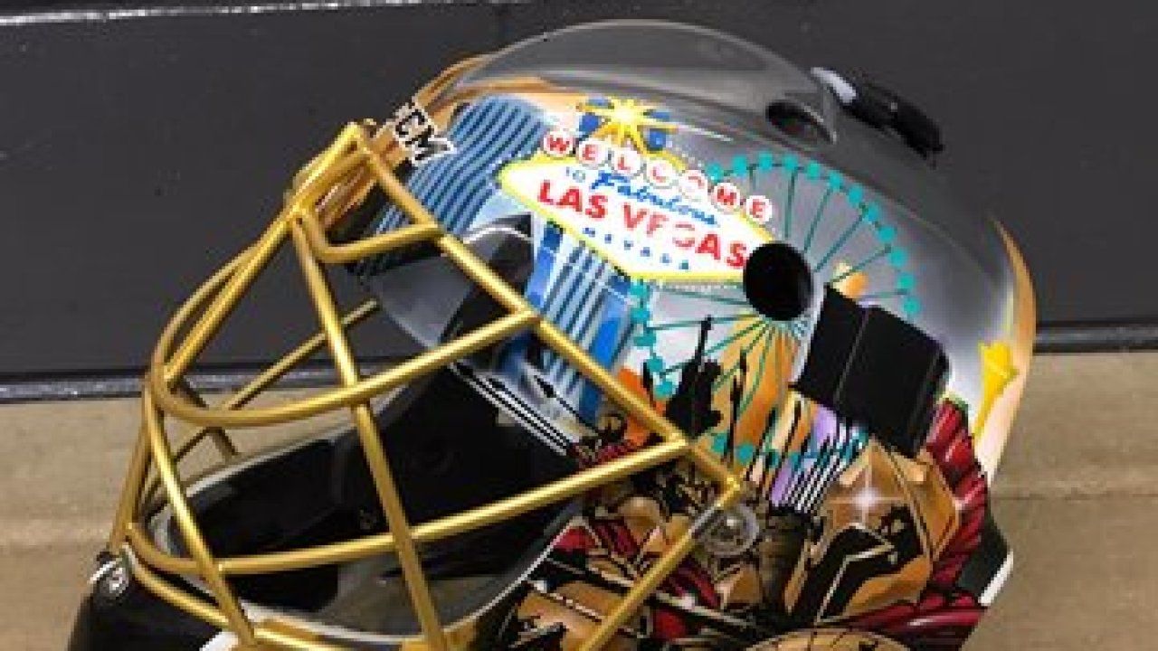 PHOTOS: Golden Knights Goalie Marc Andre Fleury Shows Vegas Themed