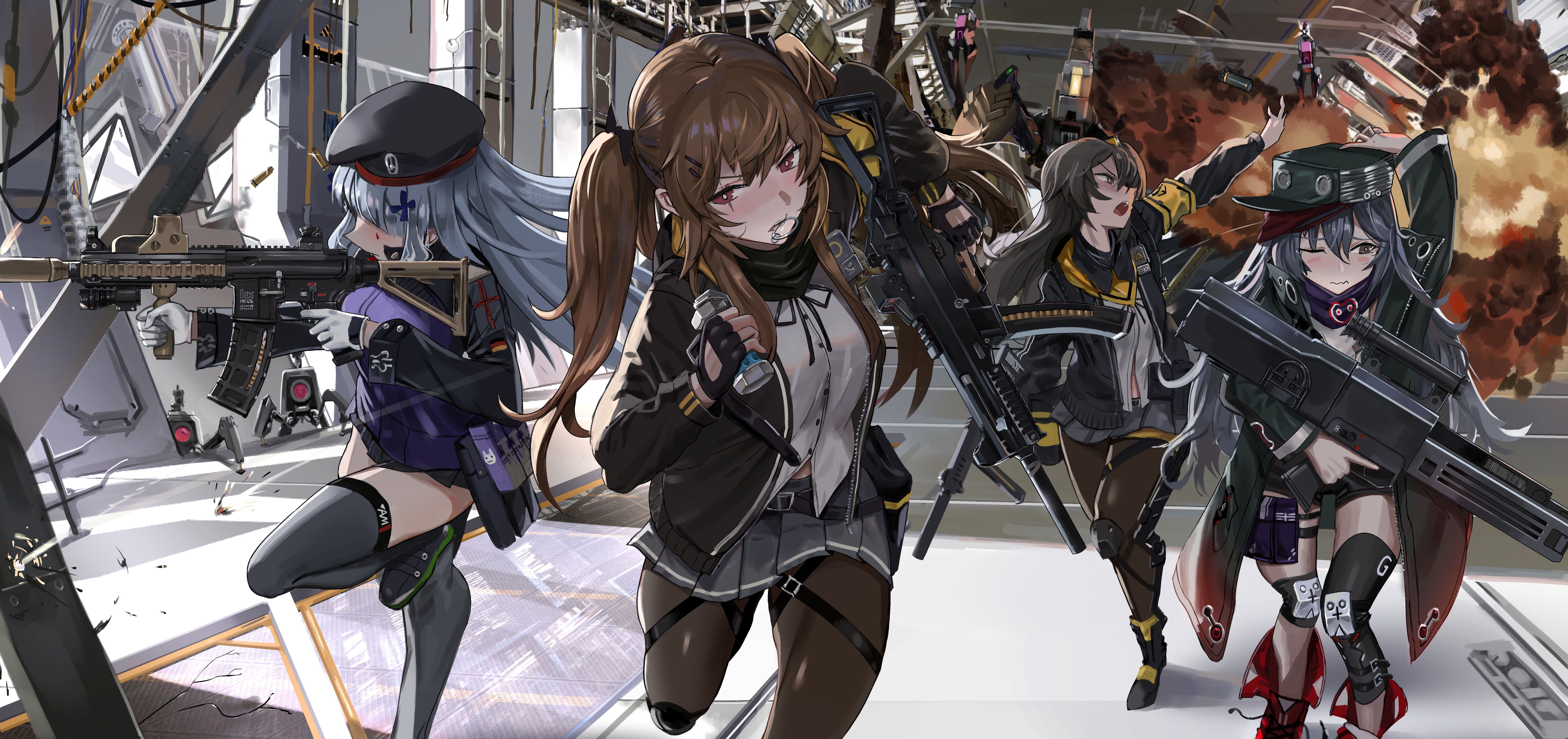 group of girls anime character #explosion girls with guns black