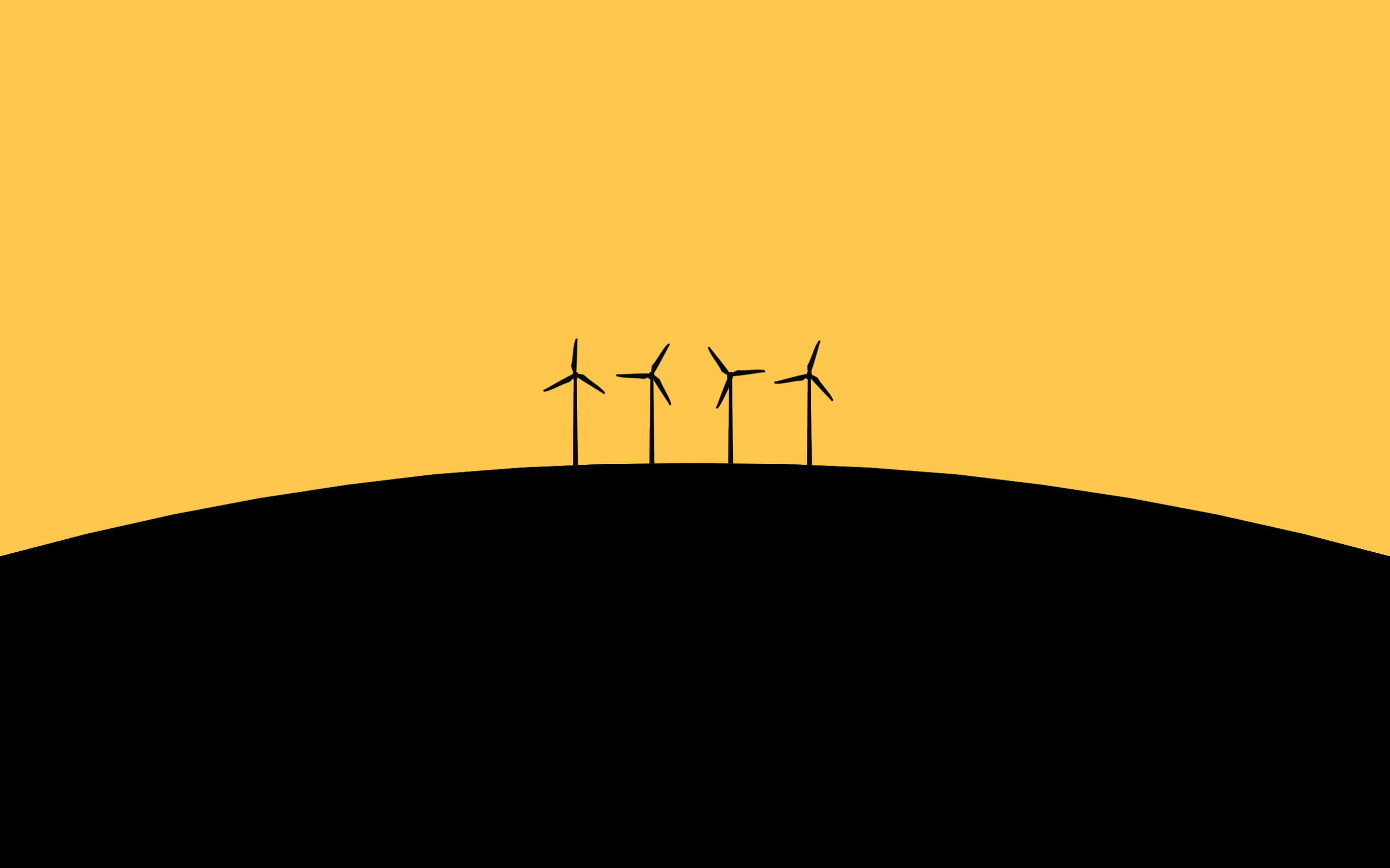 wind turbine, #artwork, #black, #simple background, #yellow