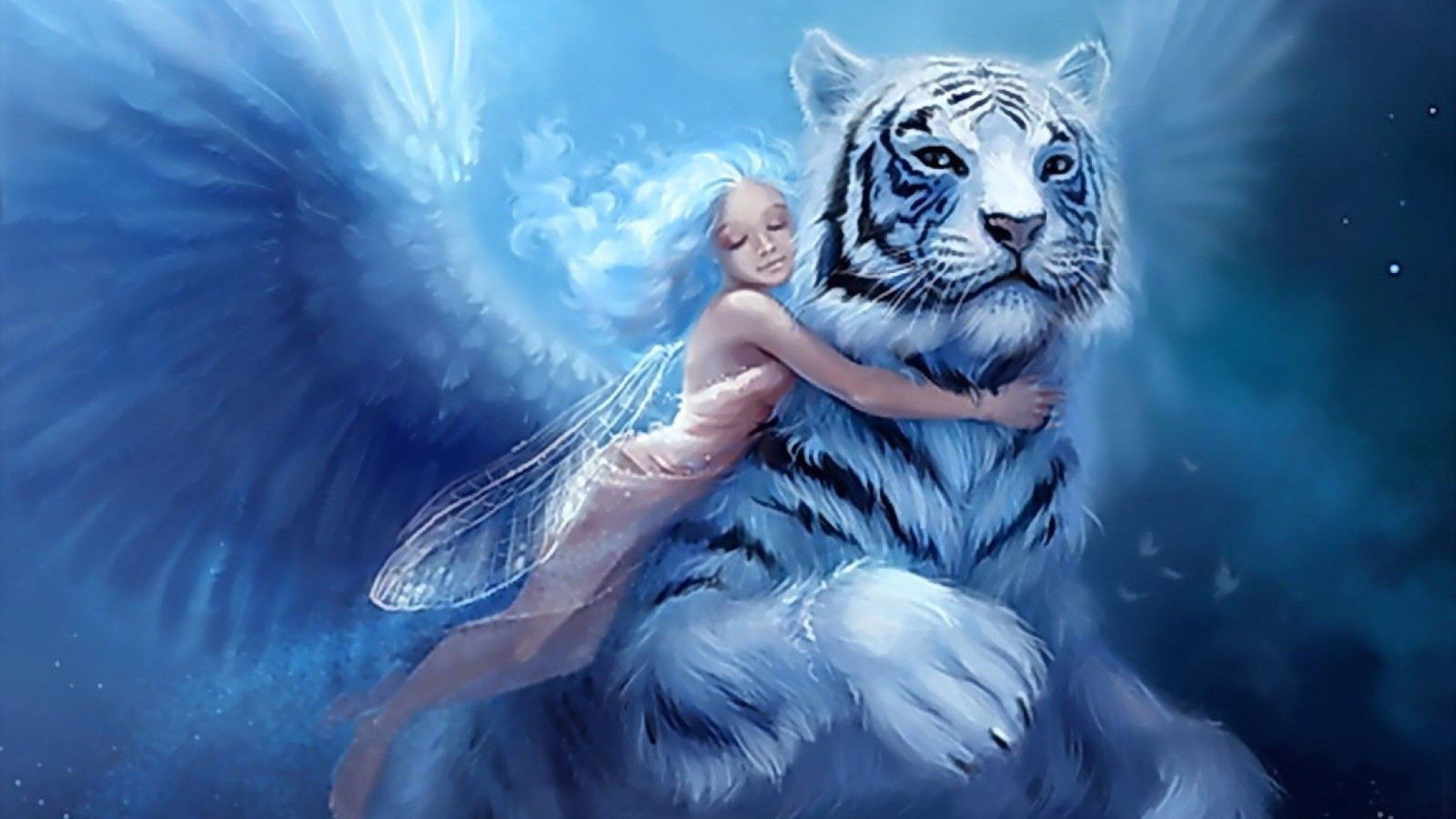 Download Best Fantasy Girl with tiger wallpaper Wallpaper