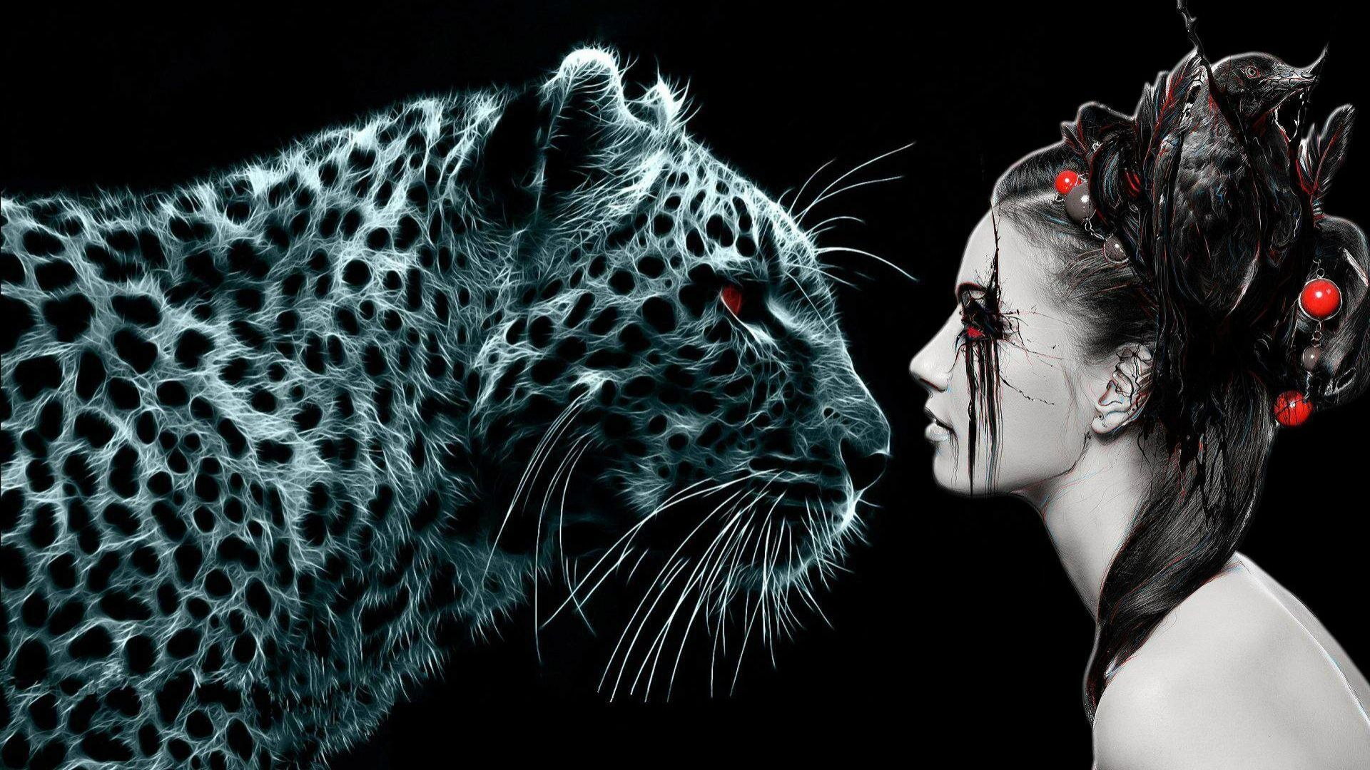Leopard and woman [1920x1080]