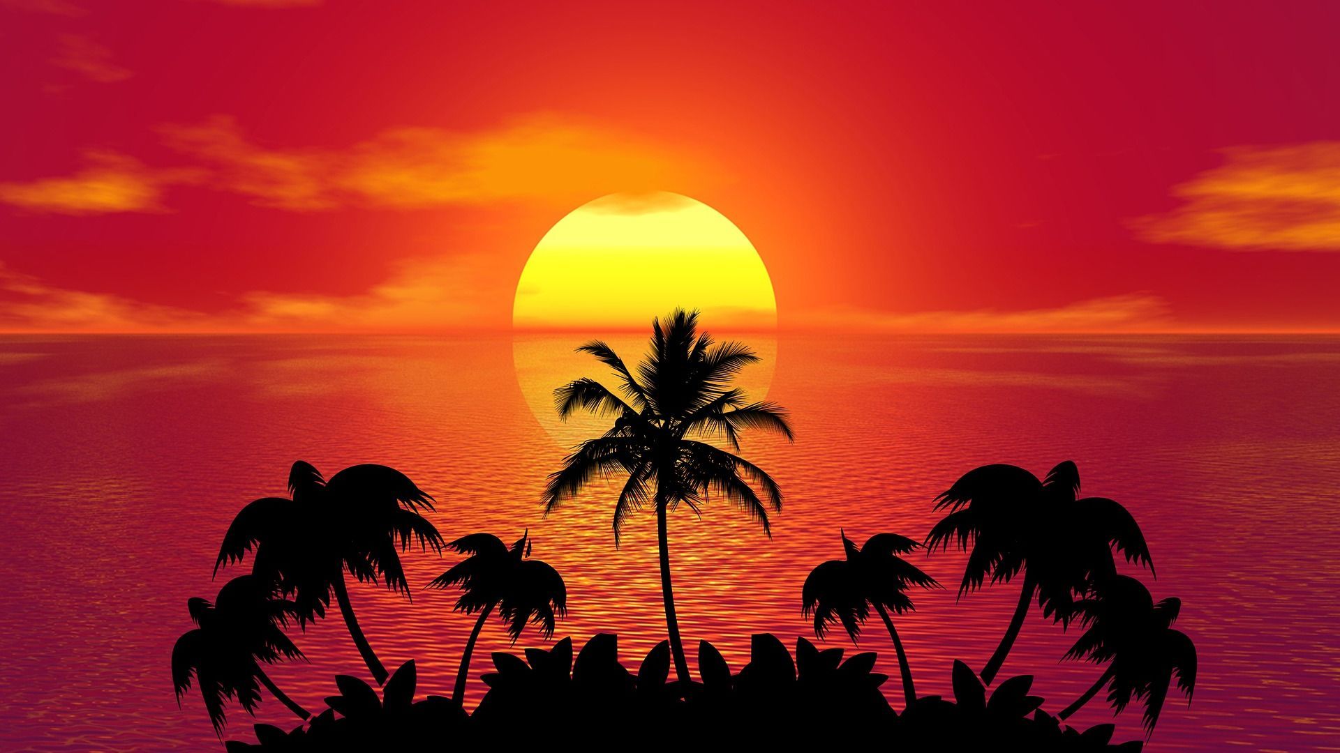 Summer Beach Sunset Art Free HD Image