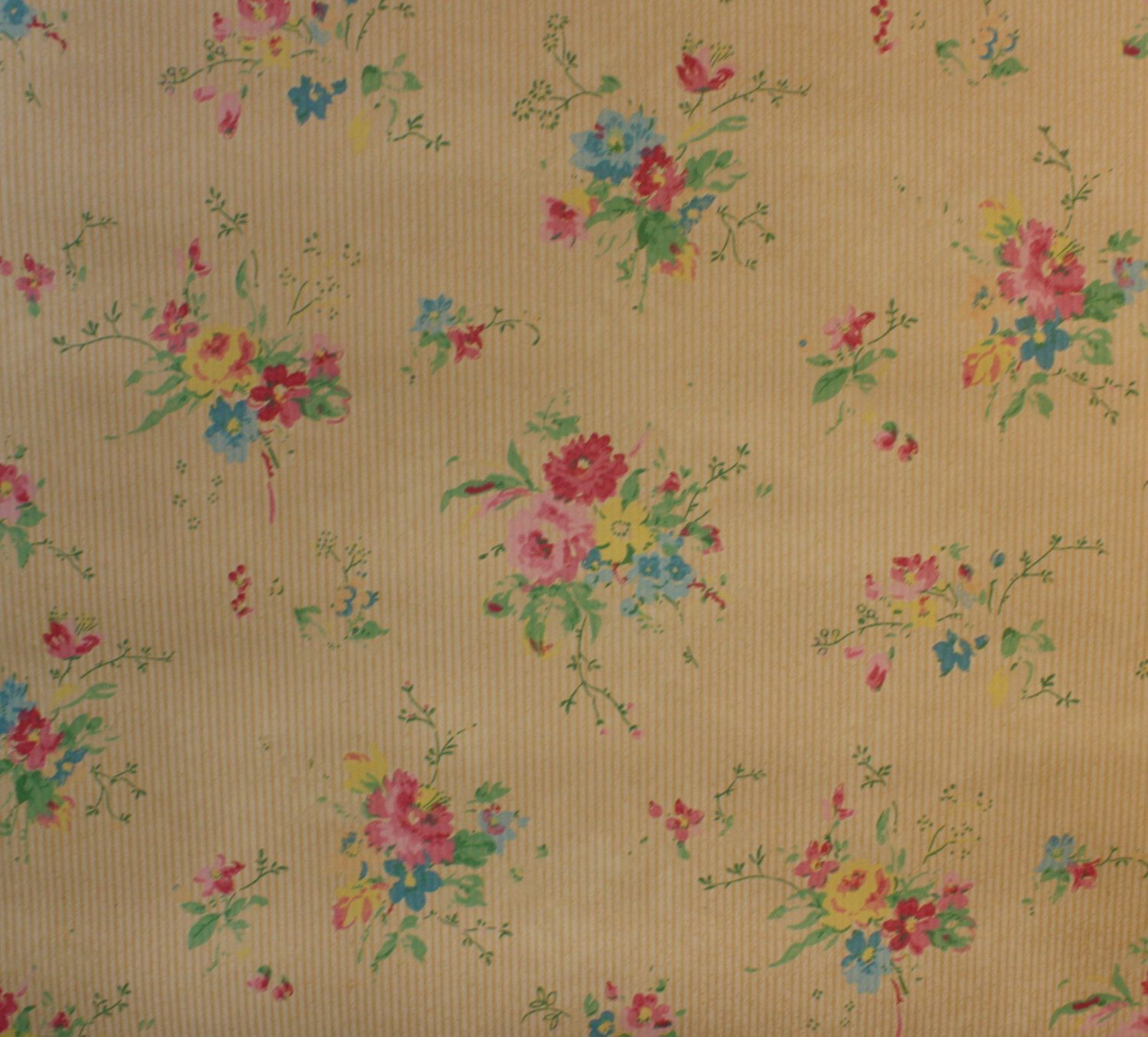 1930's Vintage Wallpaper tiny pink roses and little blue flowers