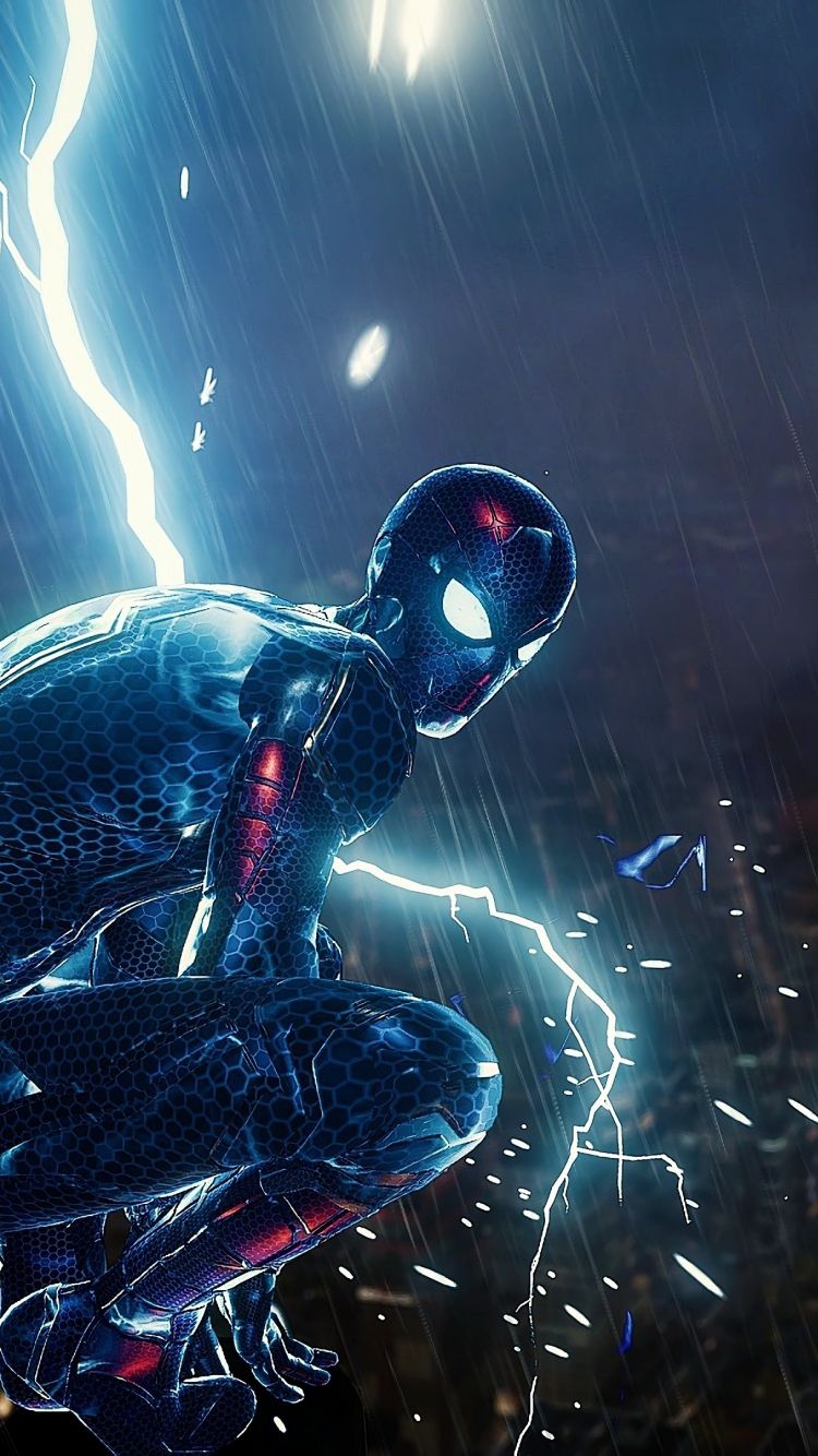 Download 750x1334 Wallpaper Glowing Suit, Video Game, Spider Man
