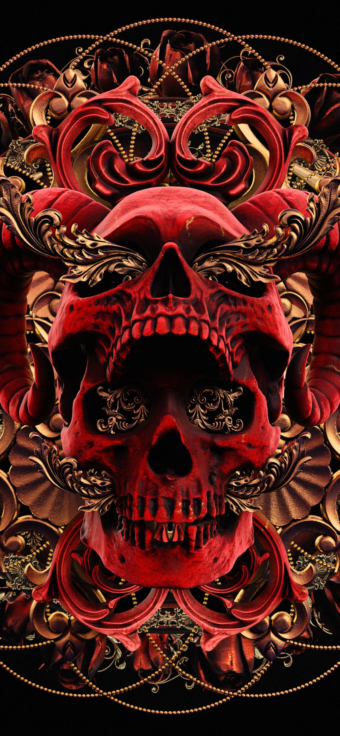 Red skull, fantasy, art wallpaper, 2500x HD image, picture