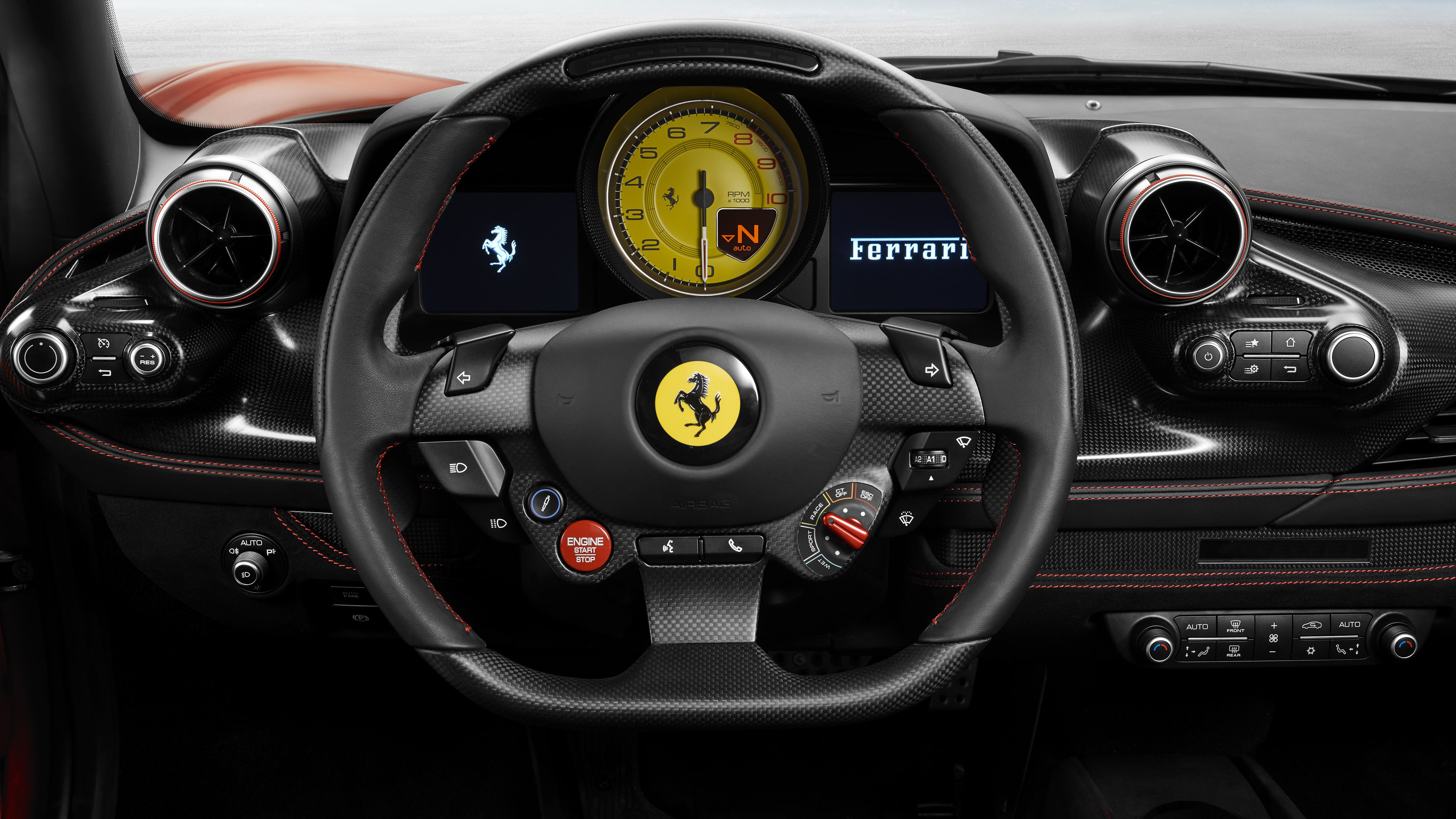 Ferrari F8 Tributo 2019 Interior 4K Wallpaper. HD Car Wallpaper